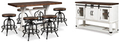 Furniture City Laplace - Ashley Furniture - Valebeck Counter Height Dining Table, 6 Barstools and Server - Counter Height Dining Table, 6 Barstools and Server - D546D32