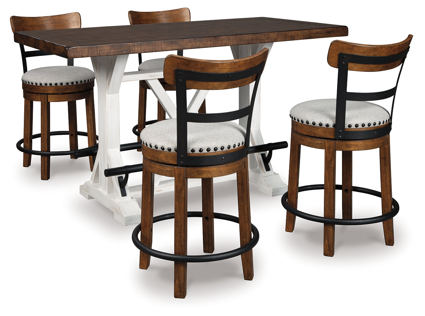 Furniture City Laplace - Ashley Furniture - Valebeck Counter Height Dining Table and 4 Barstools - Counter Height Dining Table and 4 Barstools / Brown - D546D5
