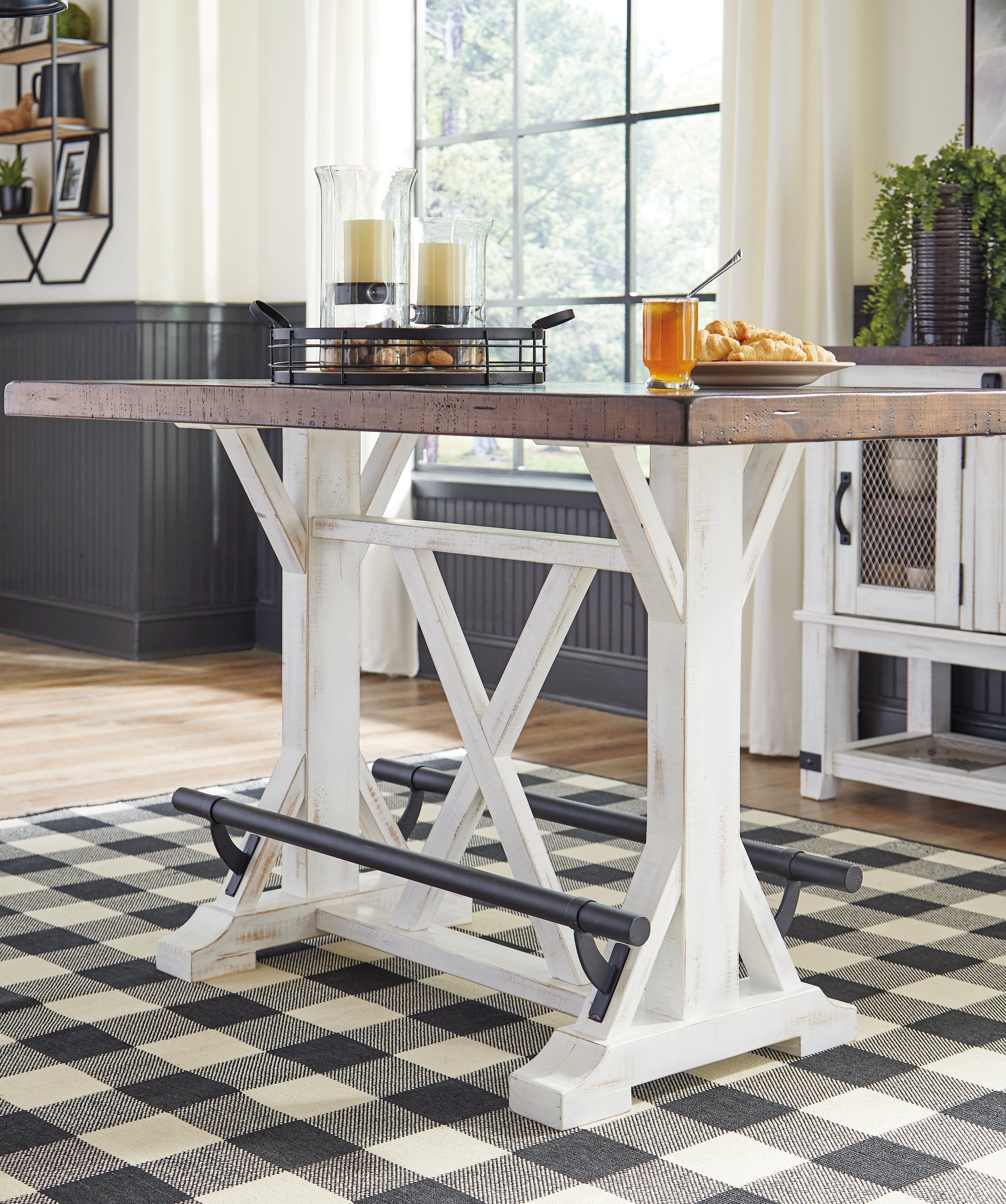 Furniture City Laplace - Ashley Furniture - Valebeck Dining Room - RECT Dining Room Counter Table / White/Brown - D546-13