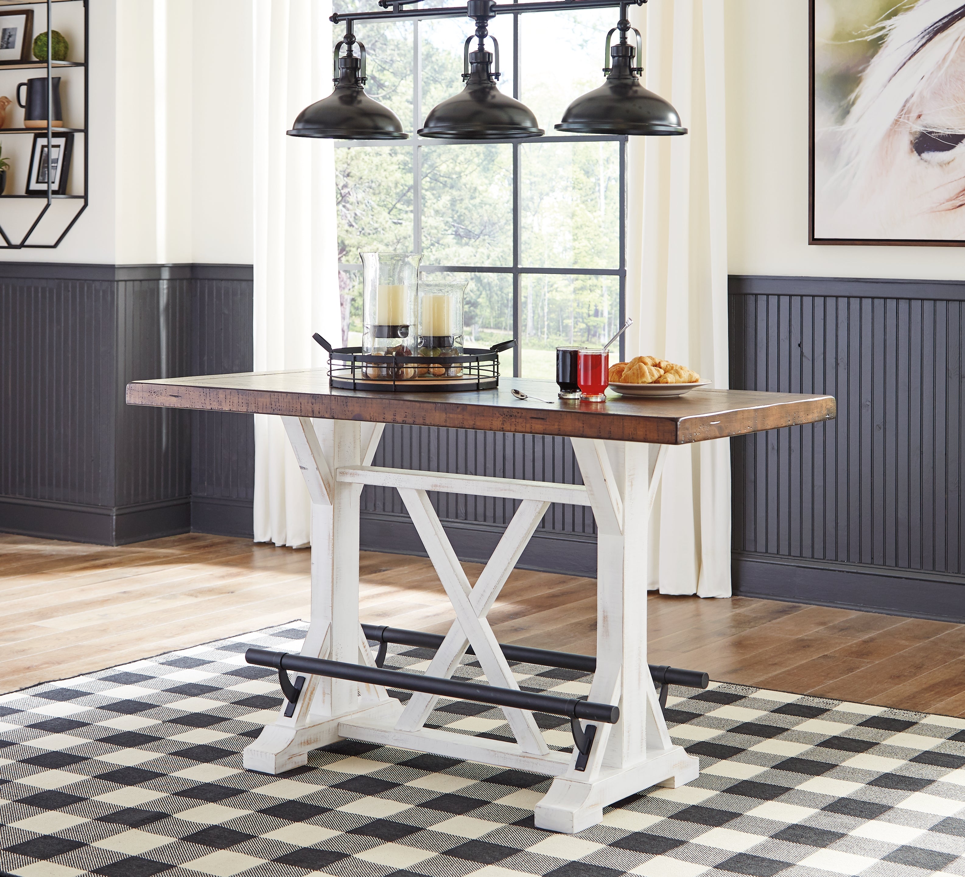 Furniture City Laplace - Ashley Furniture - Valebeck Dining Room - RECT Dining Room Counter Table / White/Brown - D546-13