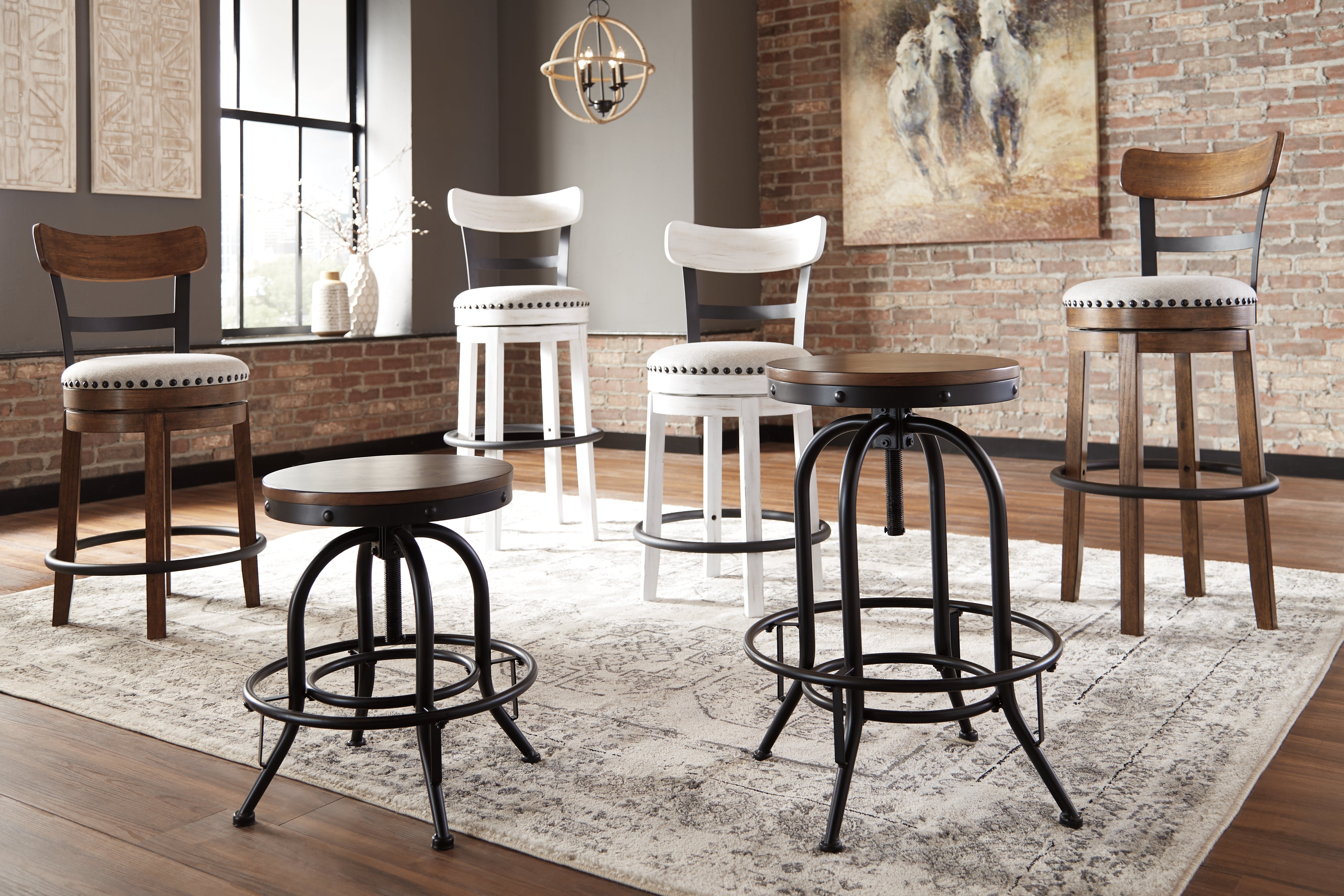 Furniture City Laplace - Ashley Furniture - Valebeck Dining Room - UPH Swivel Barstool (1/CN) / White - D546-524