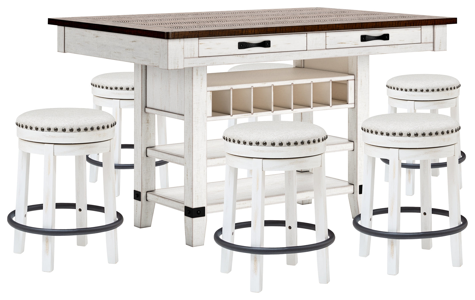 Furniture City Laplace - Ashley Furniture - Valebeck Counter Height Dining Table and 6 Barstools - Counter Height Dining Table and 6 Barstools - D546D33