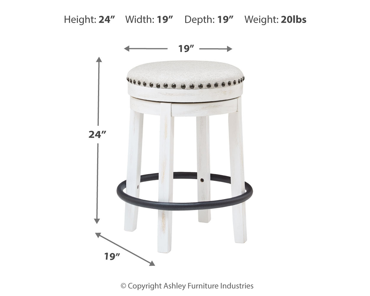 Furniture City Laplace - Ashley Furniture - Valebeck Dining Room - UPH Swivel Stool (1/CN) / White/Black - D546-324