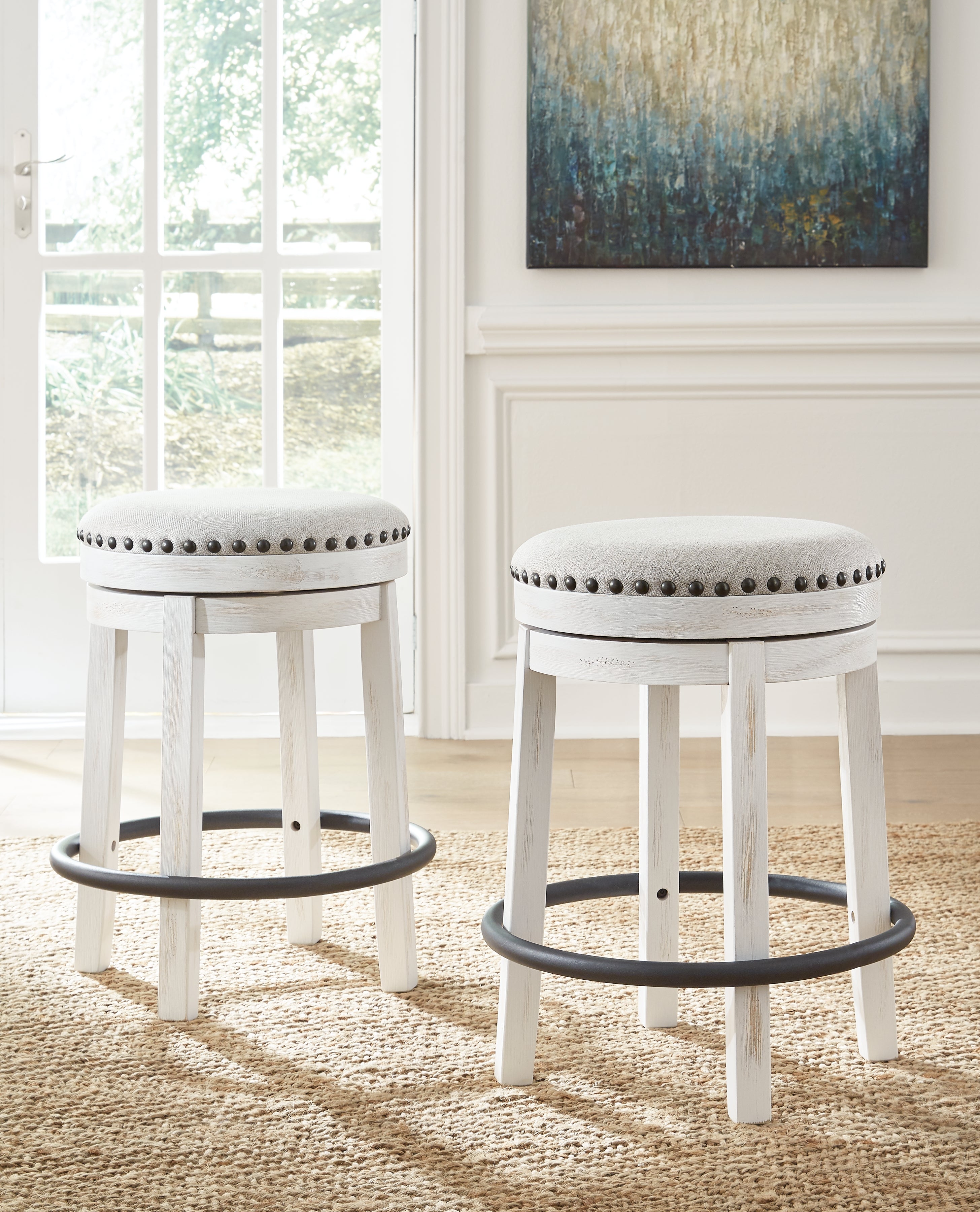 Furniture City Laplace - Ashley Furniture - Valebeck Dining Room - UPH Swivel Stool (1/CN) / White/Black - D546-324