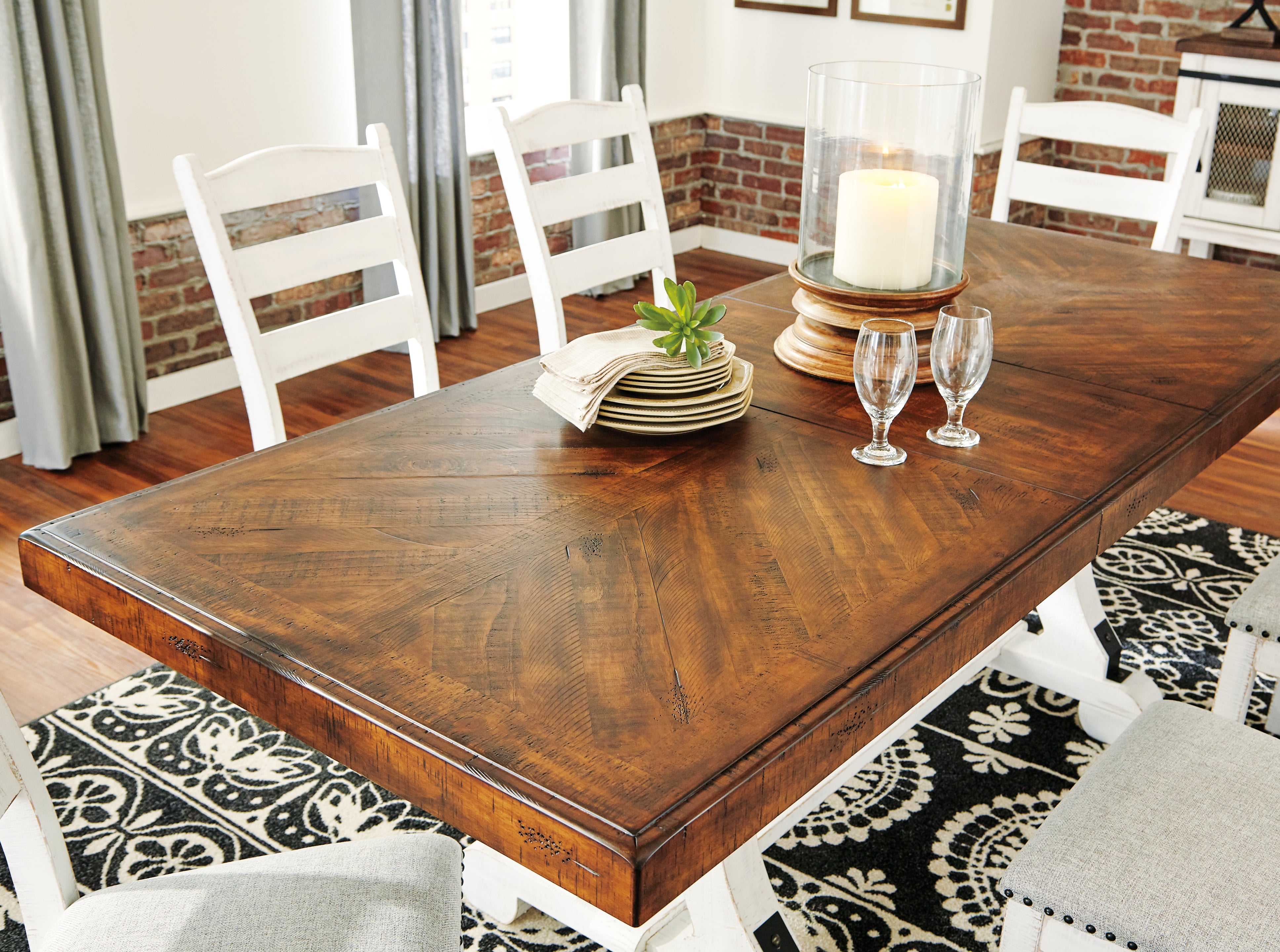 Furniture City Laplace - Ashley Furniture - Valebeck Dining Room - Rectangular Dining Room Table / White/Brown - D546-35