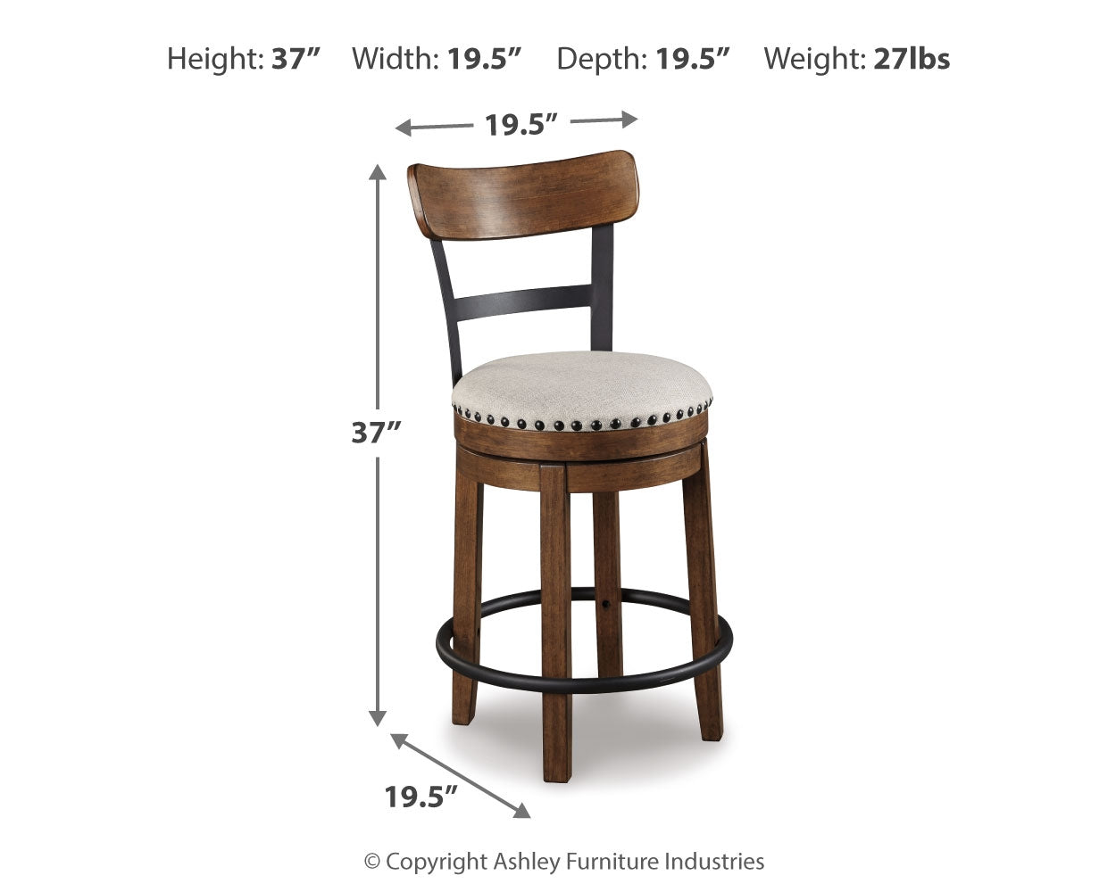 Furniture City Laplace - Ashley Furniture - Valebeck Dining Room - UPH Swivel Barstool (1/CN) / Brown - D546-424
