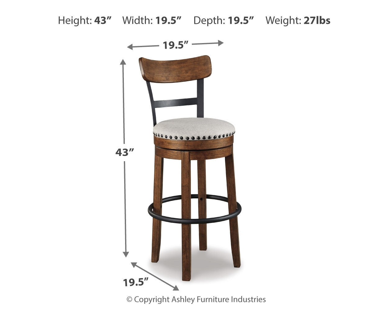 Furniture City Laplace - Ashley Furniture - Valebeck Dining Room - Tall UPH Swivel Barstool(1/CN) / White - D546-430