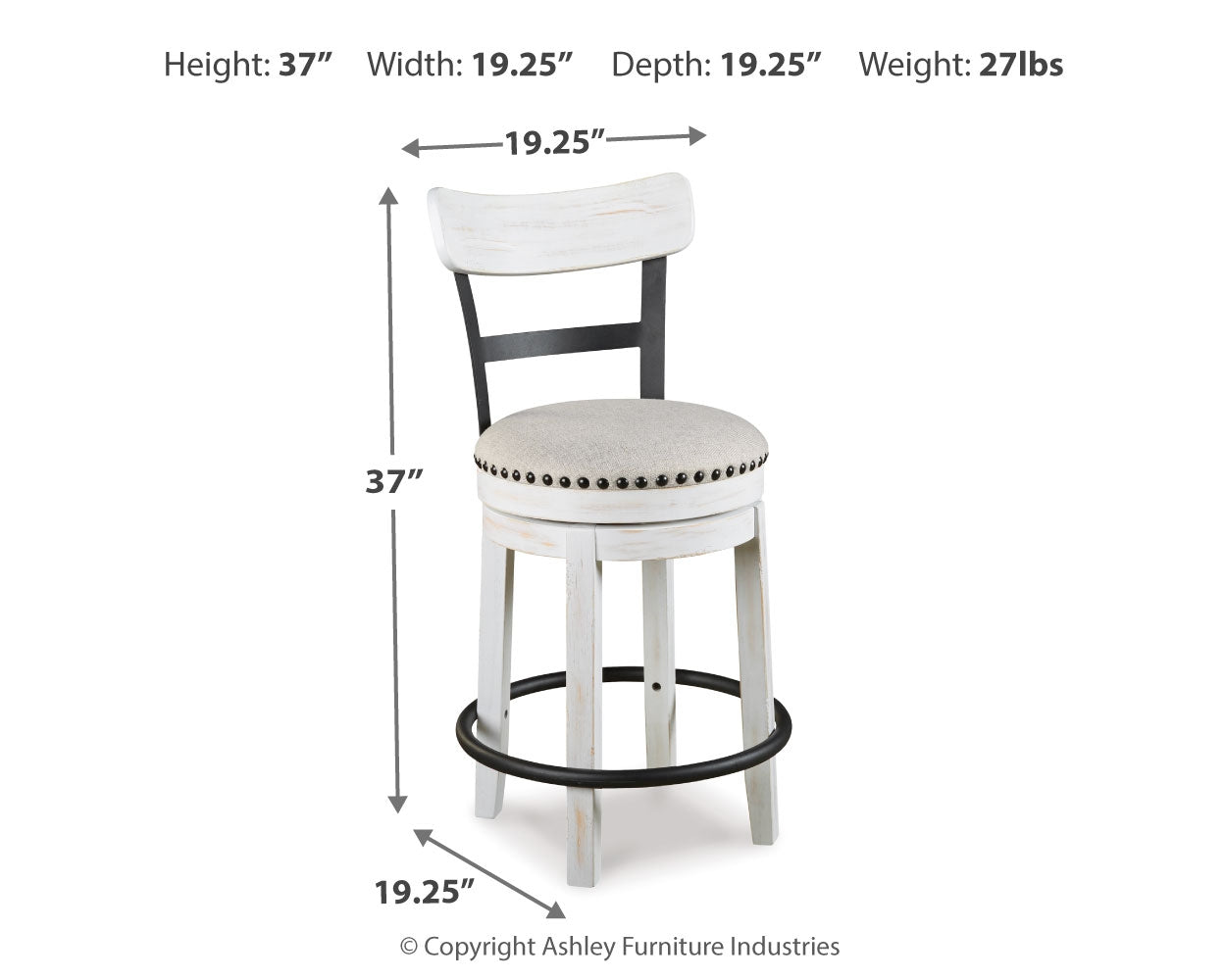 Furniture City Laplace - Ashley Furniture - Valebeck Dining Room - UPH Swivel Barstool (1/CN) / White - D546-524