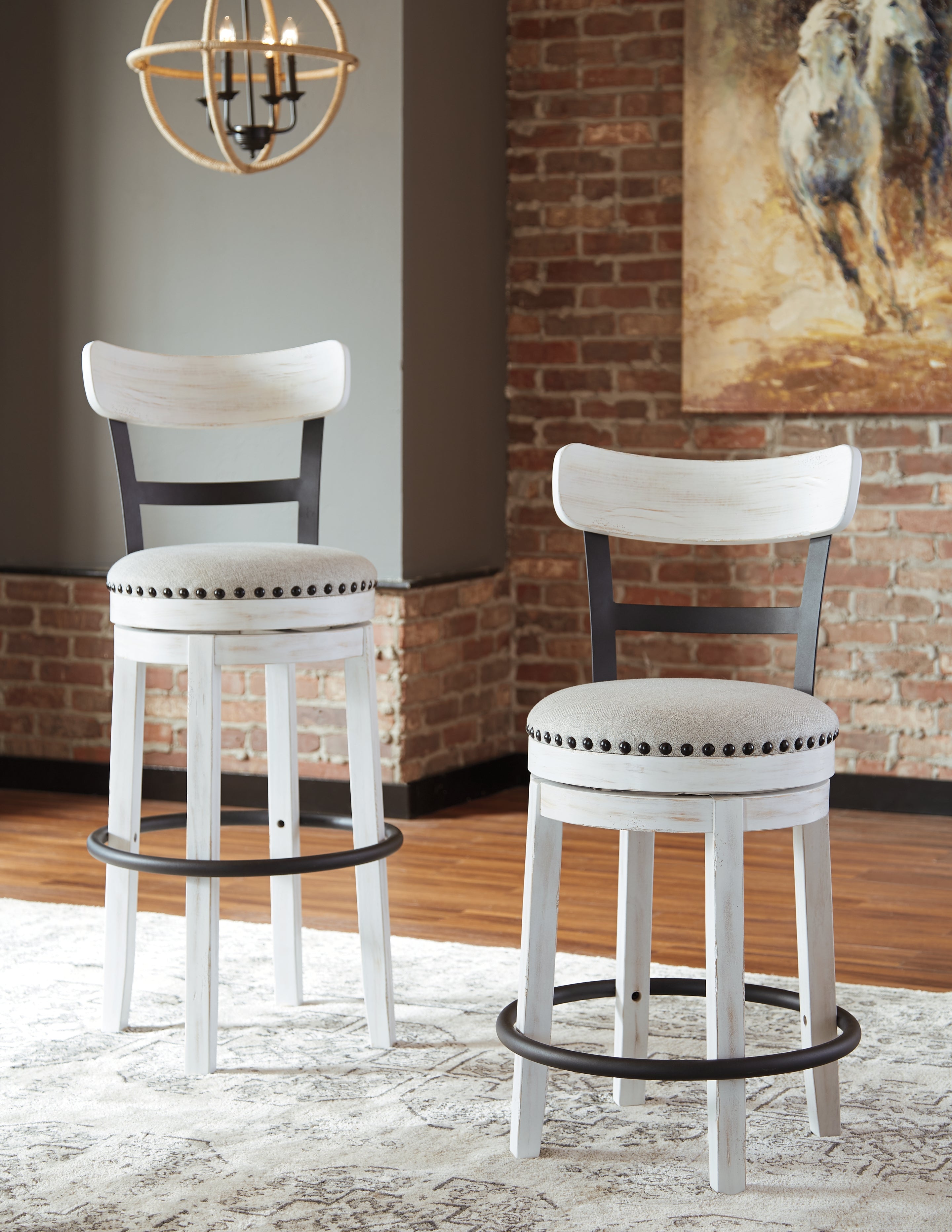 Furniture City Laplace - Ashley Furniture - Valebeck Dining Room - UPH Swivel Barstool (1/CN) / White - D546-524