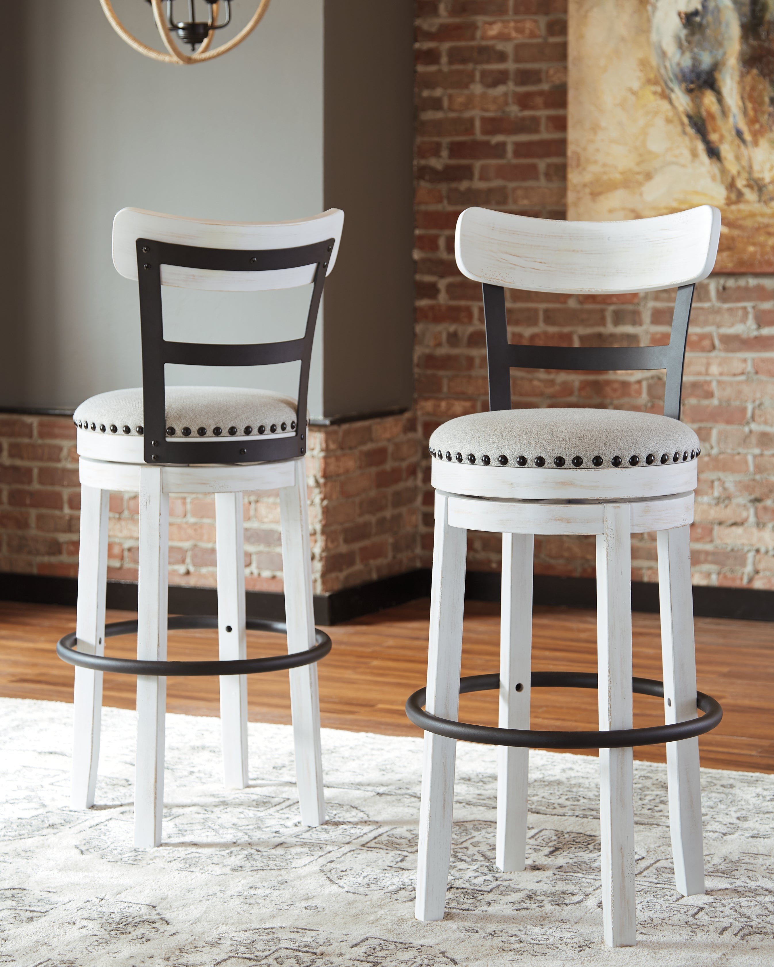 Furniture City Laplace - Ashley Furniture - Valebeck Dining Room - Tall UPH Swivel Barstool(1/CN) / White - D546-530