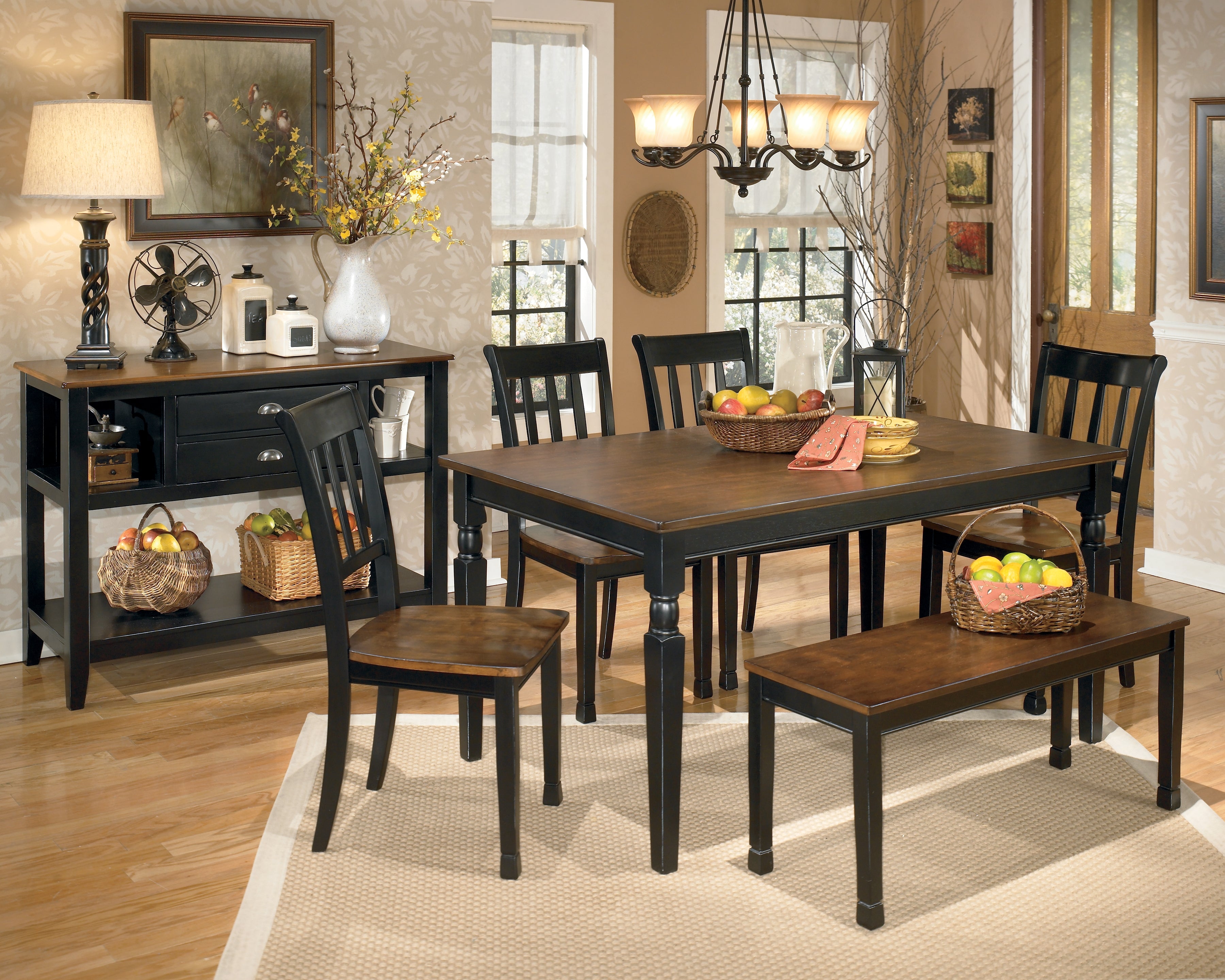 Furniture City Laplace - Ashley Furniture - Owingsville Dining Room - Large Dining Room Bench / Black/Brown - D580-00