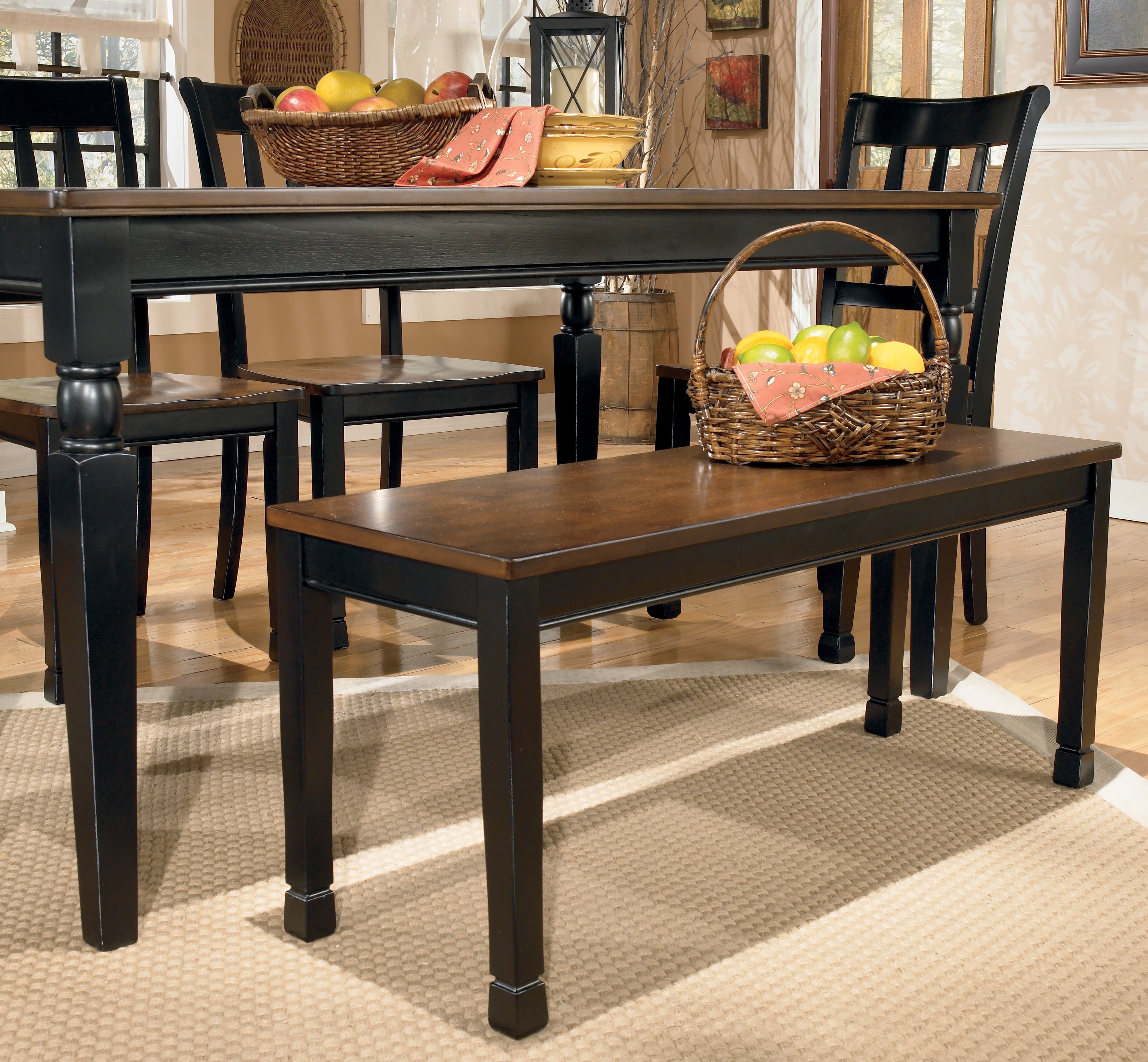 Furniture City Laplace - Ashley Furniture - Owingsville Dining Room - Large Dining Room Bench / Black/Brown - D580-00