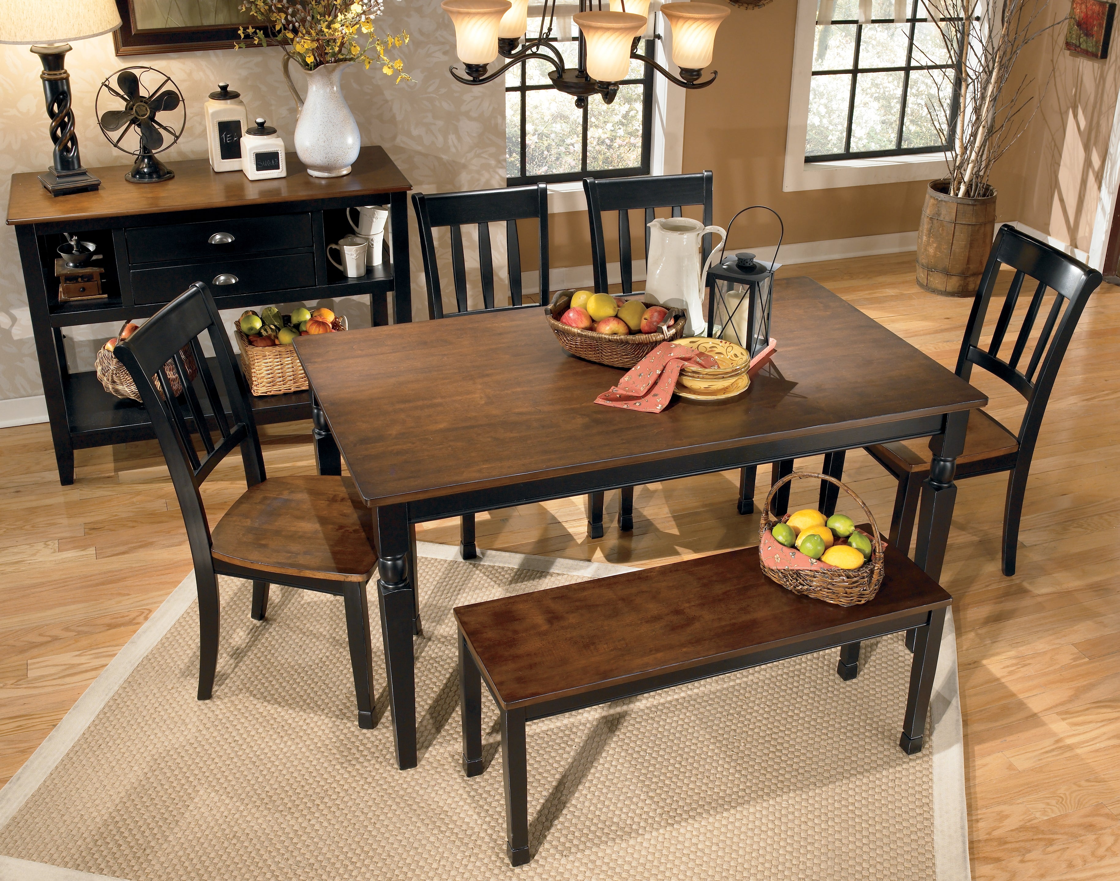 Furniture City Laplace - Ashley Furniture - Owingsville Dining Room - Large Dining Room Bench / Black/Brown - D580-00