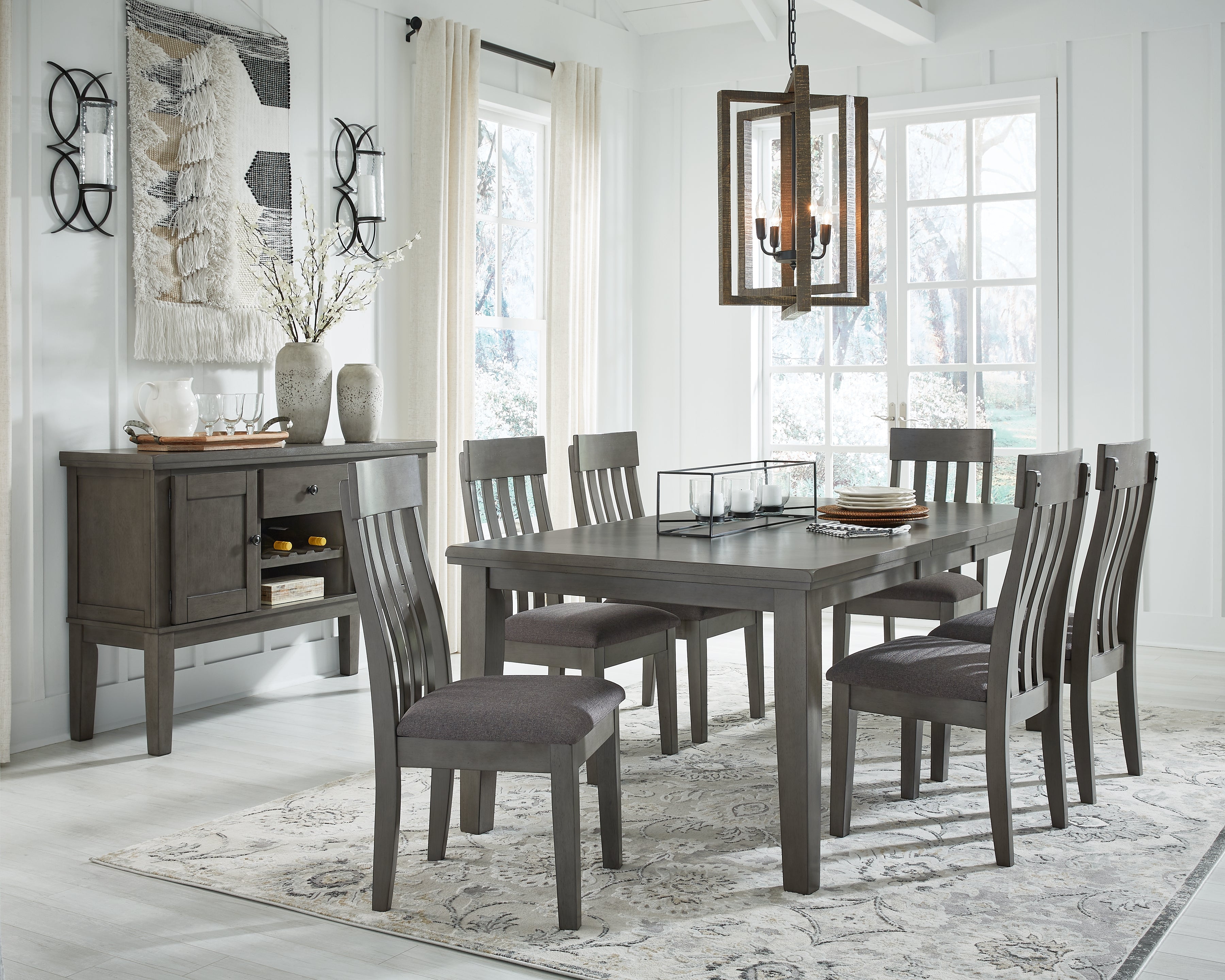 Furniture City Laplace - Ashley Furniture - Hallanden Dining Table, 6 Chairs and Server - Dining Table, 6 Chairs and Server - D589D5