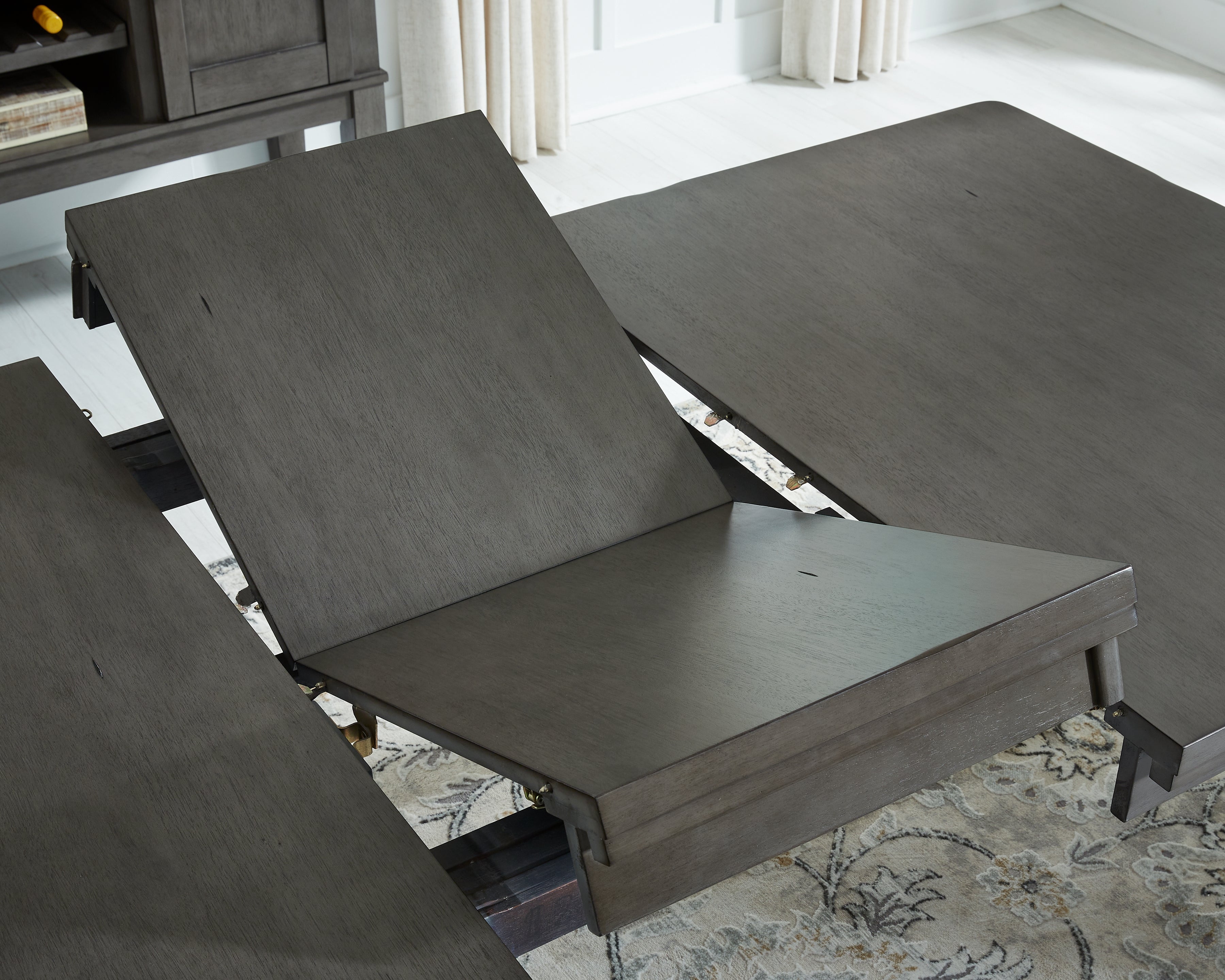 Furniture City Laplace - Ashley Furniture - Hallanden Dining Room - RECT DRM Butterfly EXT Table / Gray / 42"W x 78"D x 30"H - D589-35