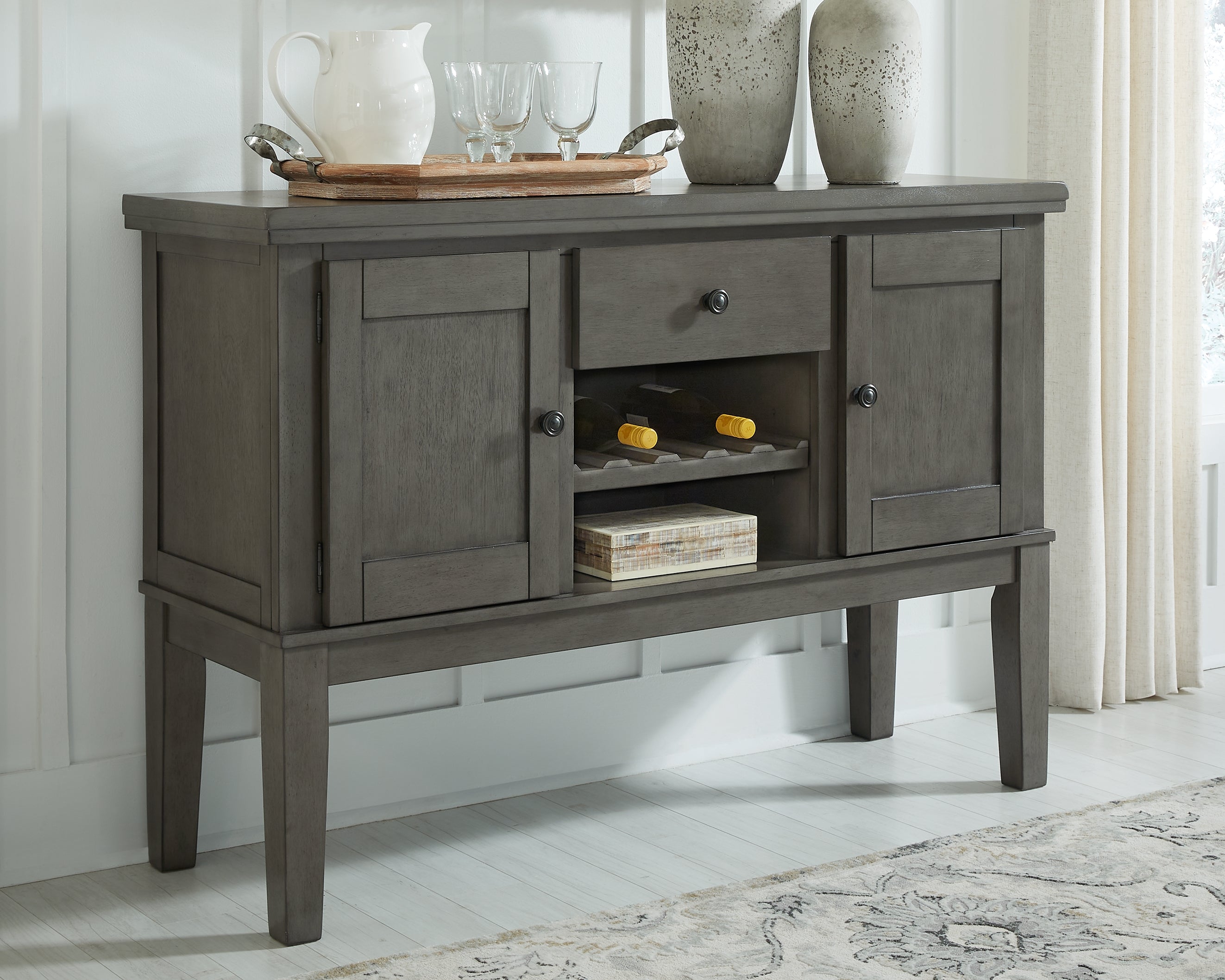 Furniture City Laplace - Ashley Furniture - Hallanden Dining Room - Dining Room Server / Gray / 56"W x 18"D x 38"H - D589-60