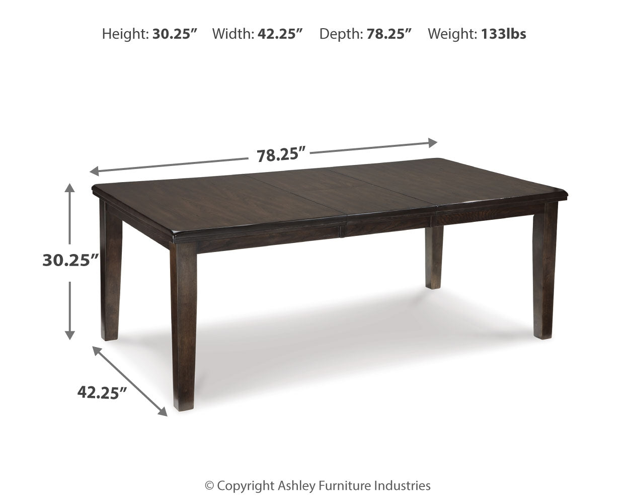 Furniture City Laplace - Ashley Furniture - Haddigan Dining Room - RECT Dining Room EXT Table / Dark Brown - D596-35