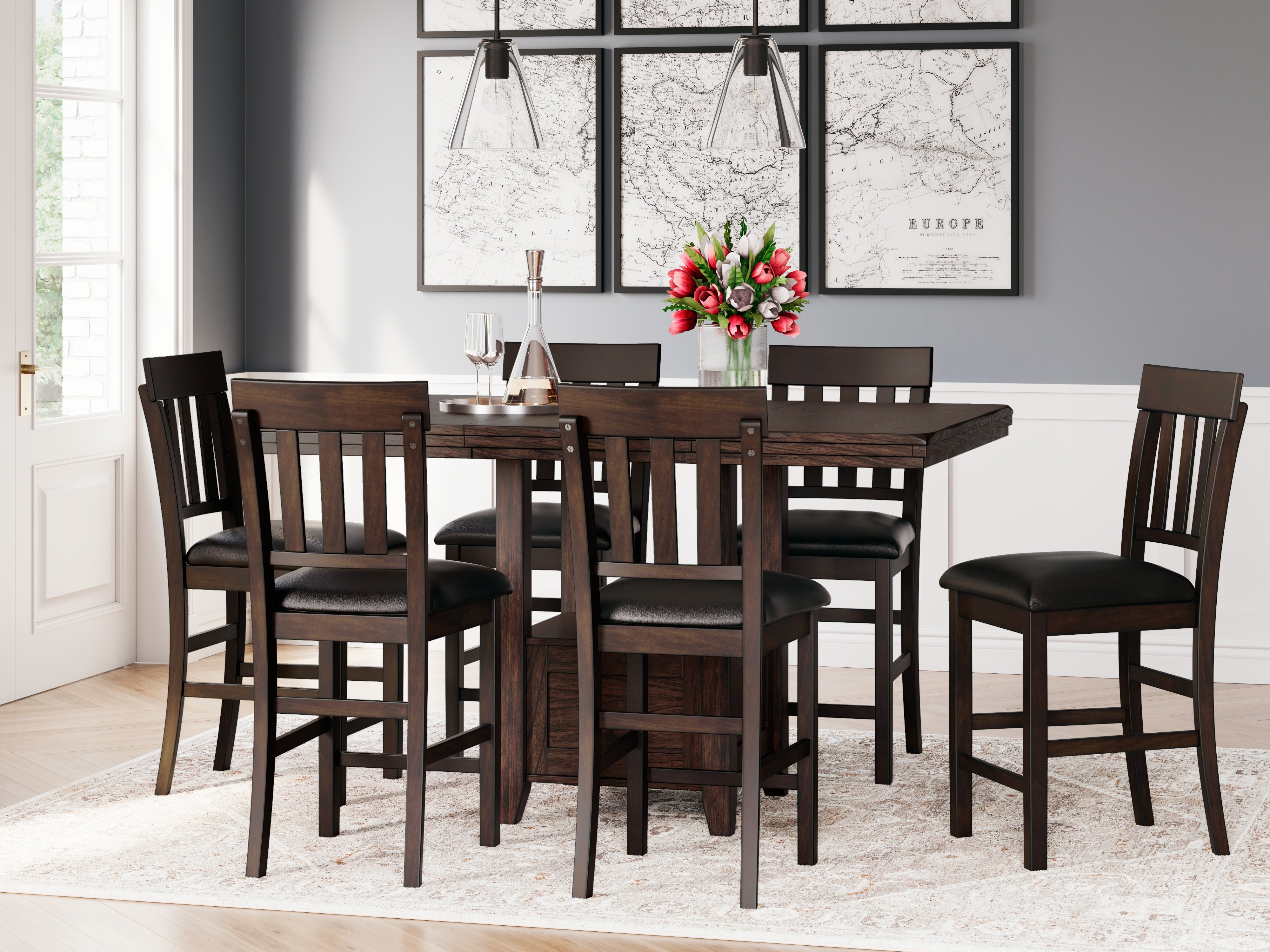 Furniture City Laplace - Ashley Furniture - Haddigan Dining Room - RECT DRM Counter EXT Table - D596-42