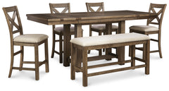 Furniture City Laplace - Ashley Furniture - Moriville Counter Height Dining Table with 4 Barstools and Bench - Counter Height Dining Table with 4 Barstools and Bench - D631D3