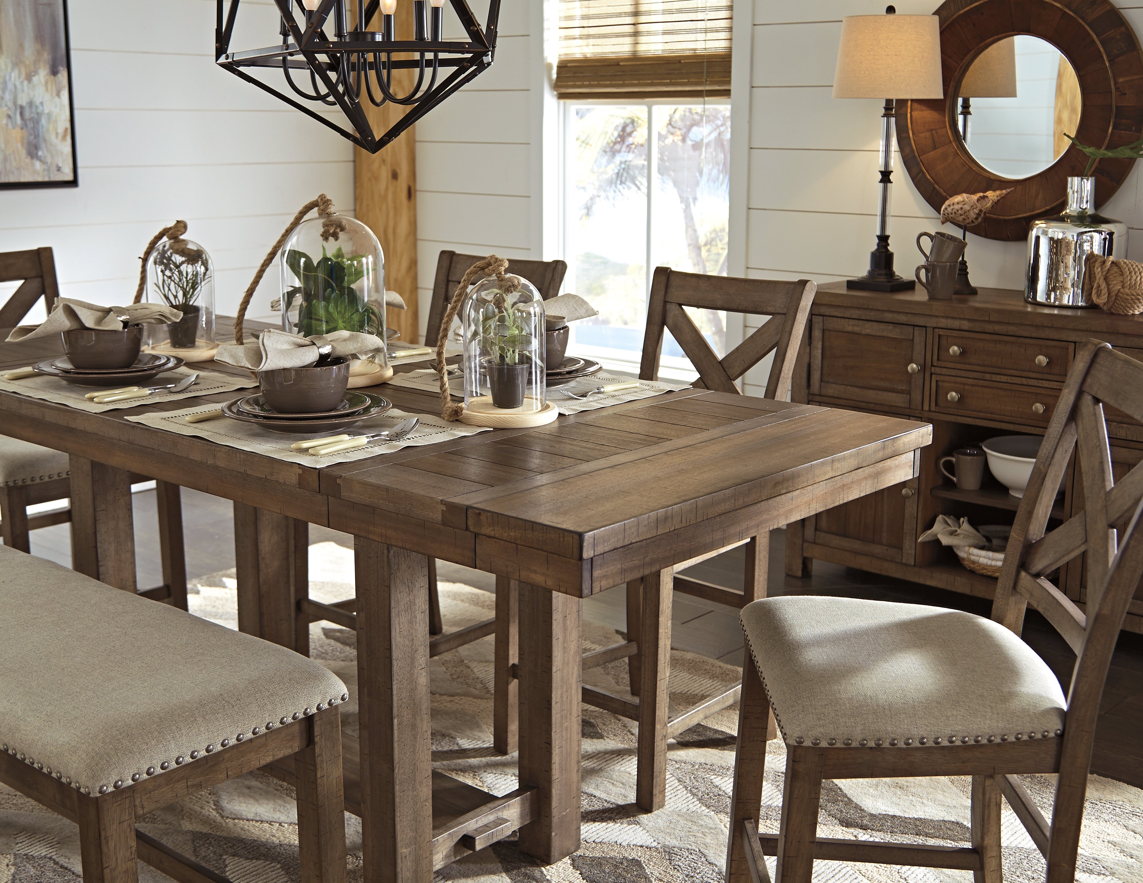Furniture City Laplace - Ashley Furniture - Moriville Dining Room - RECT Dining Room EXT Table / Grayish Brown - D631-45