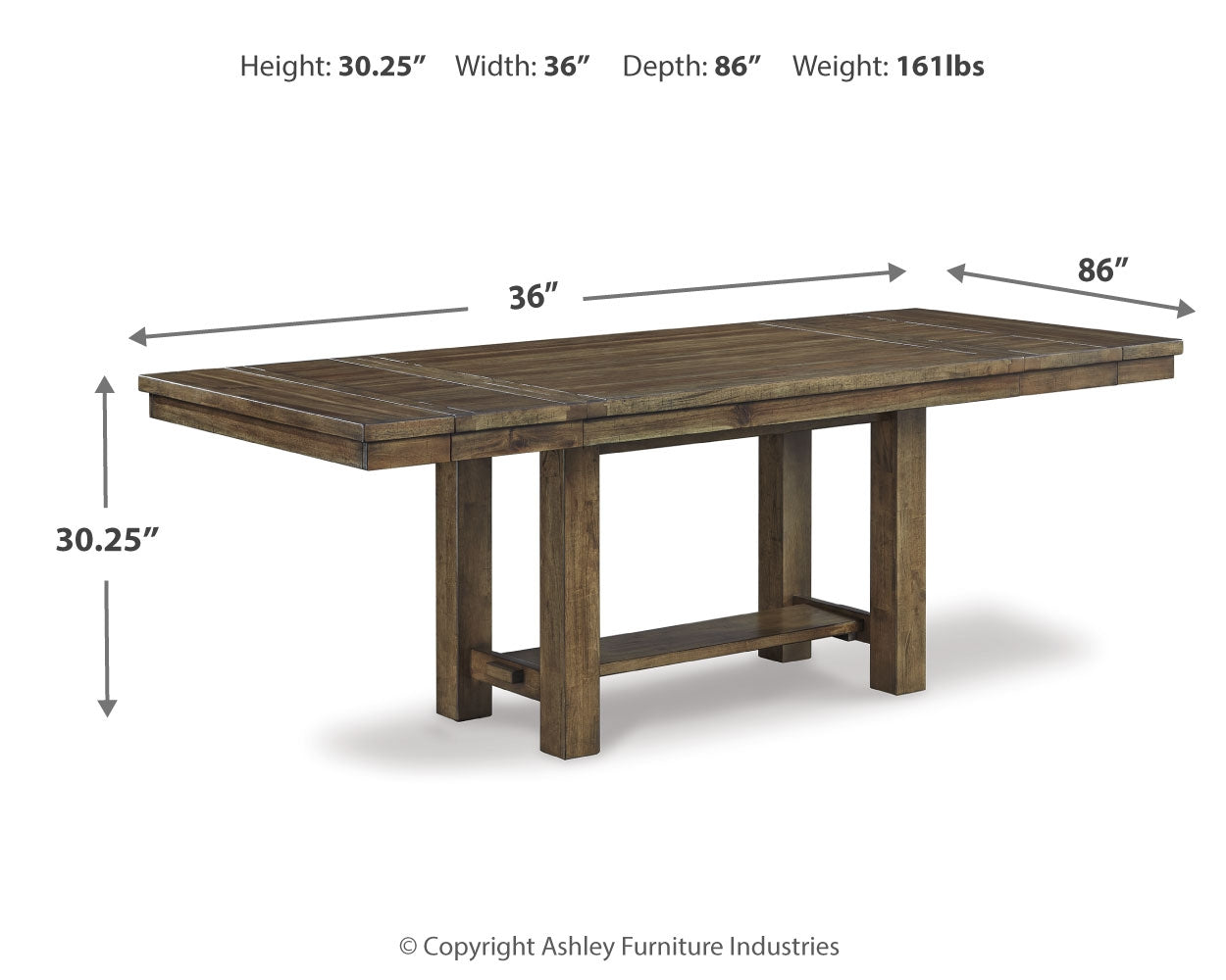Furniture City Laplace - Ashley Furniture - Moriville Dining Room - RECT Dining Room EXT Table / Grayish Brown - D631-45