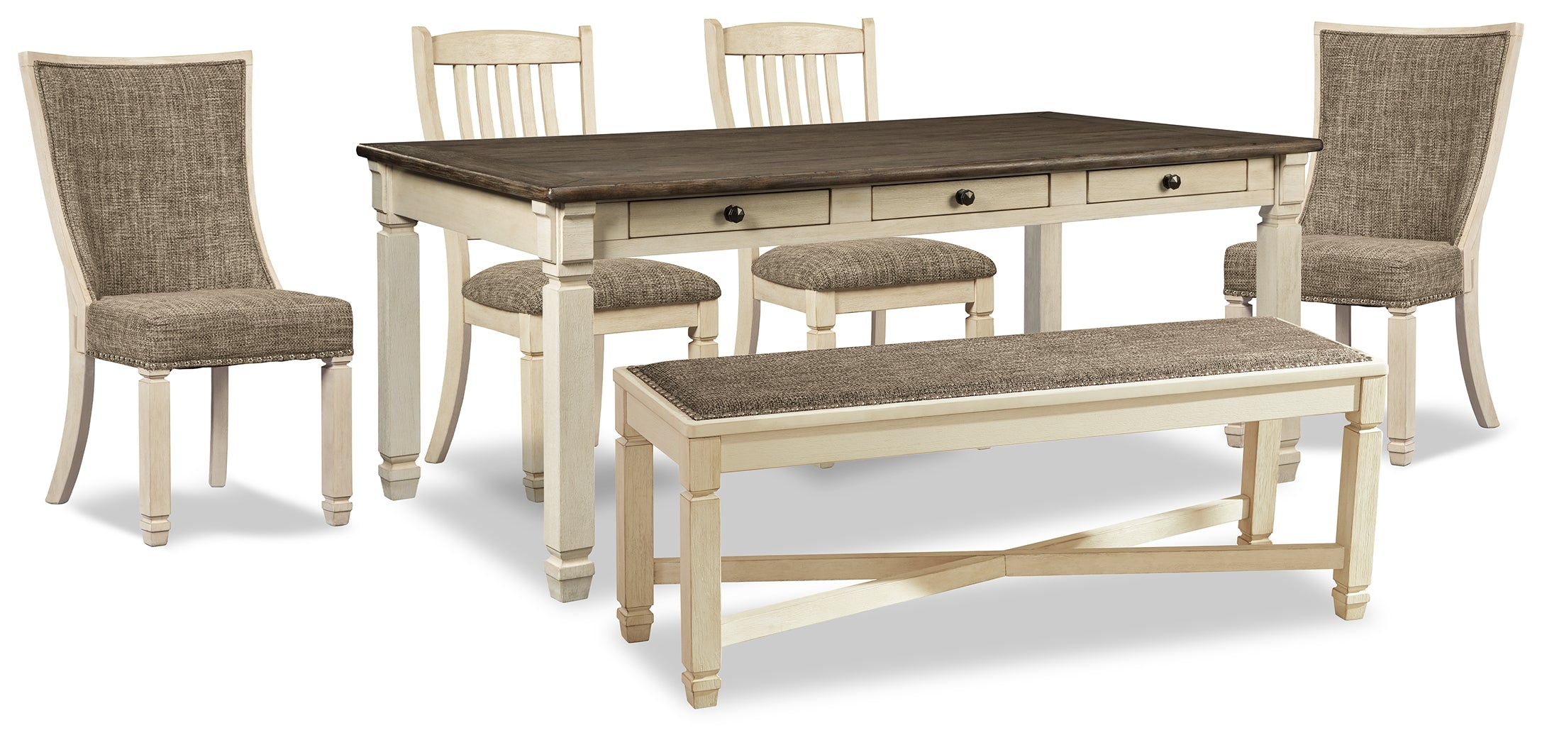 Furniture City Laplace - Ashley Furniture - Bolanburg Dining Table, 4 Chairs and Bench - Dining Table, 4 Chairs and Bench - D647D34
