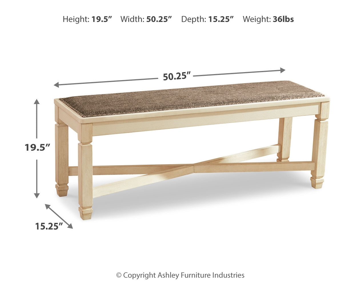 Furniture City Laplace - Ashley Furniture - Bolanburg Dining Bench - Large UPH Dining Room Bench - D647-00