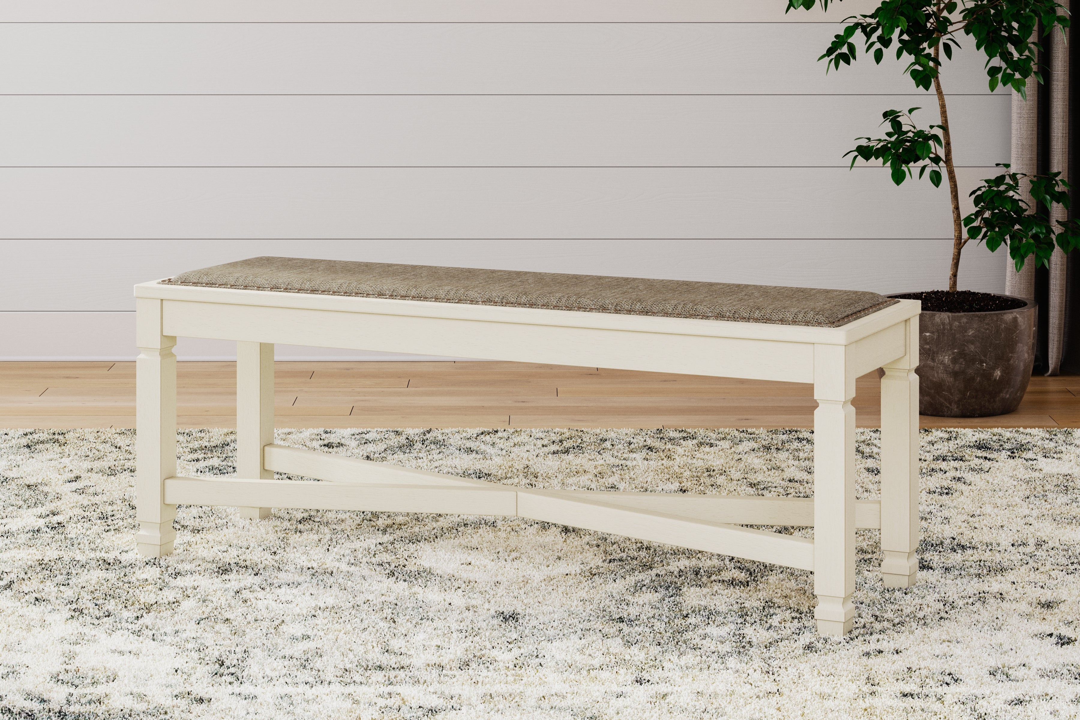 Furniture City Laplace - Ashley Furniture - Bolanburg Dining Bench - Large UPH Dining Room Bench / Two-tone / 50"W x 15"D x 20"H - D647-00
