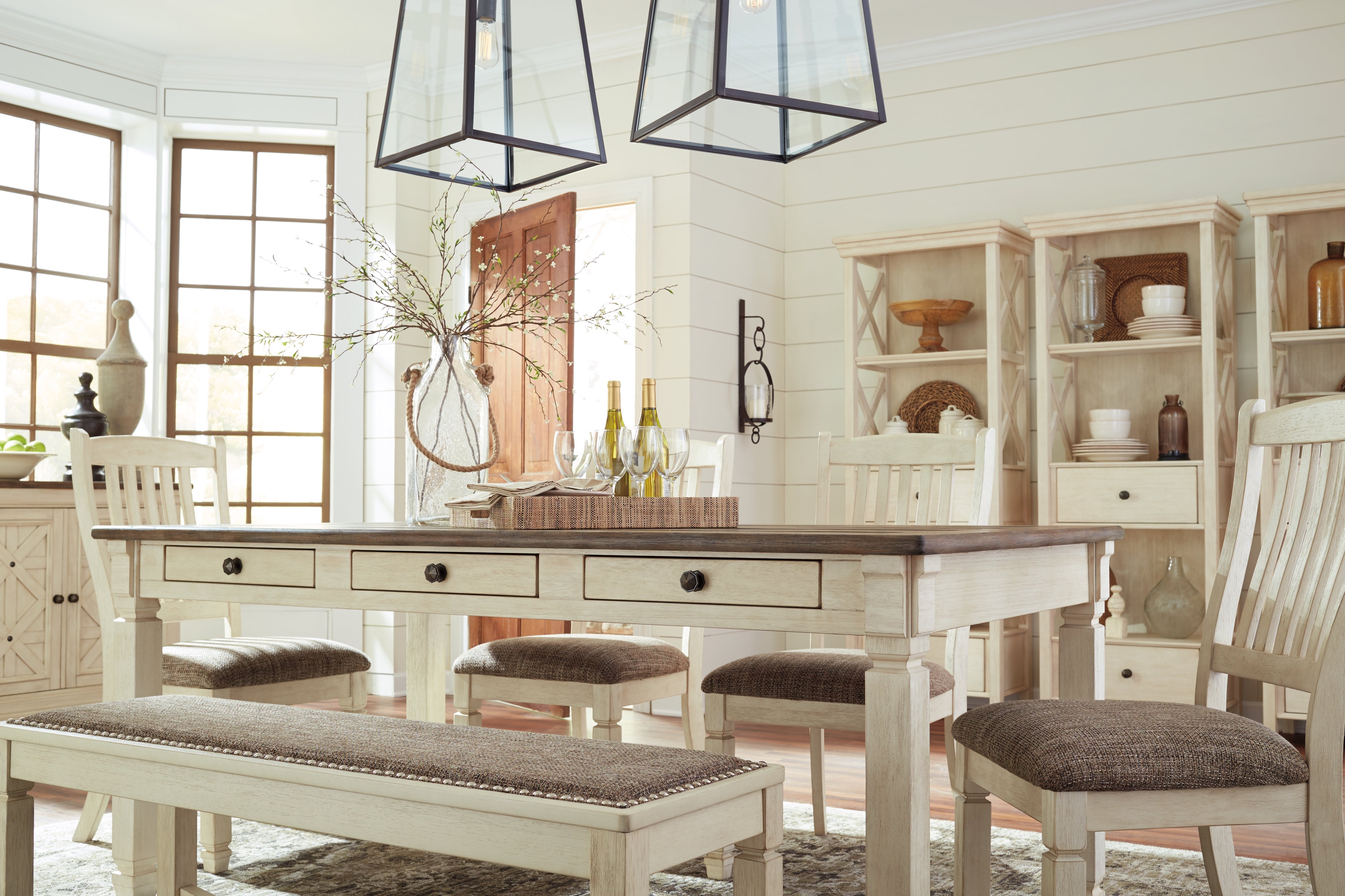 Furniture City Laplace - Ashley Furniture - Bolanburg Dining Room - Extra Large UPH DRM Bench / Two-tone - D647-08