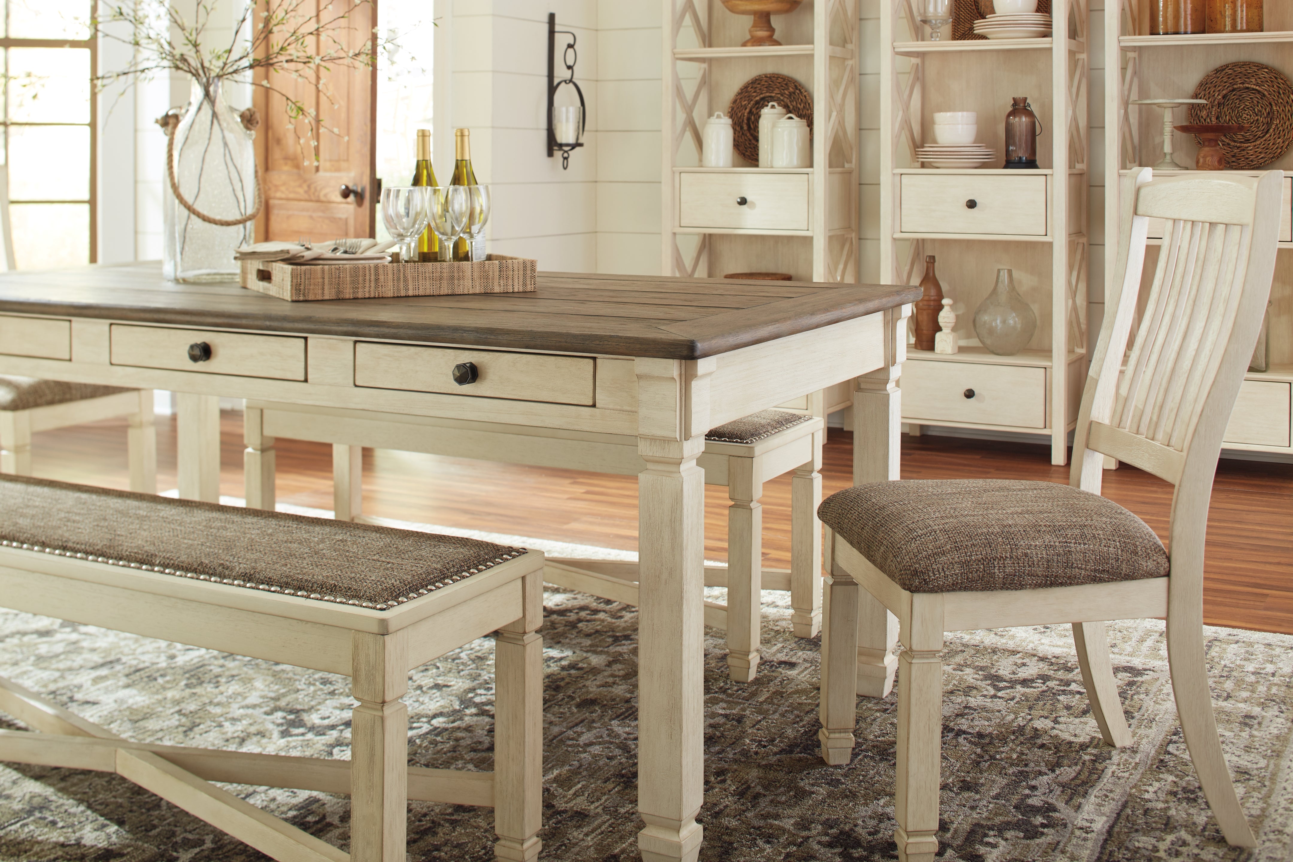 Furniture City Laplace - Ashley Furniture - Bolanburg Dining Room - Extra Large UPH DRM Bench / Two-tone - D647-08