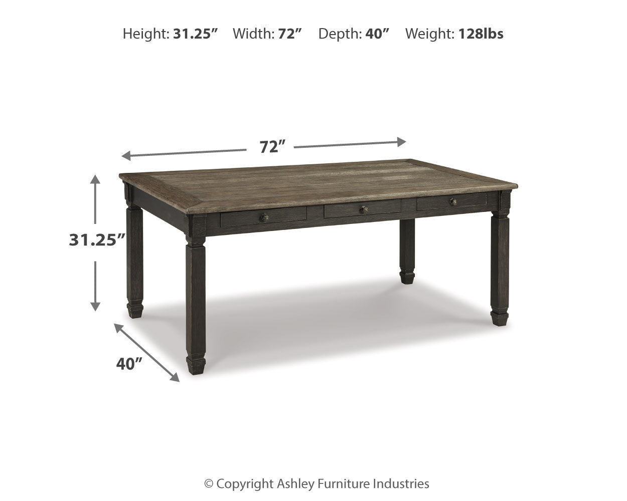 Furniture City Laplace - Ashley Furniture - Tyler Creek Dining Room - Rectangular Dining Room Table / Black/Gray - D736-25