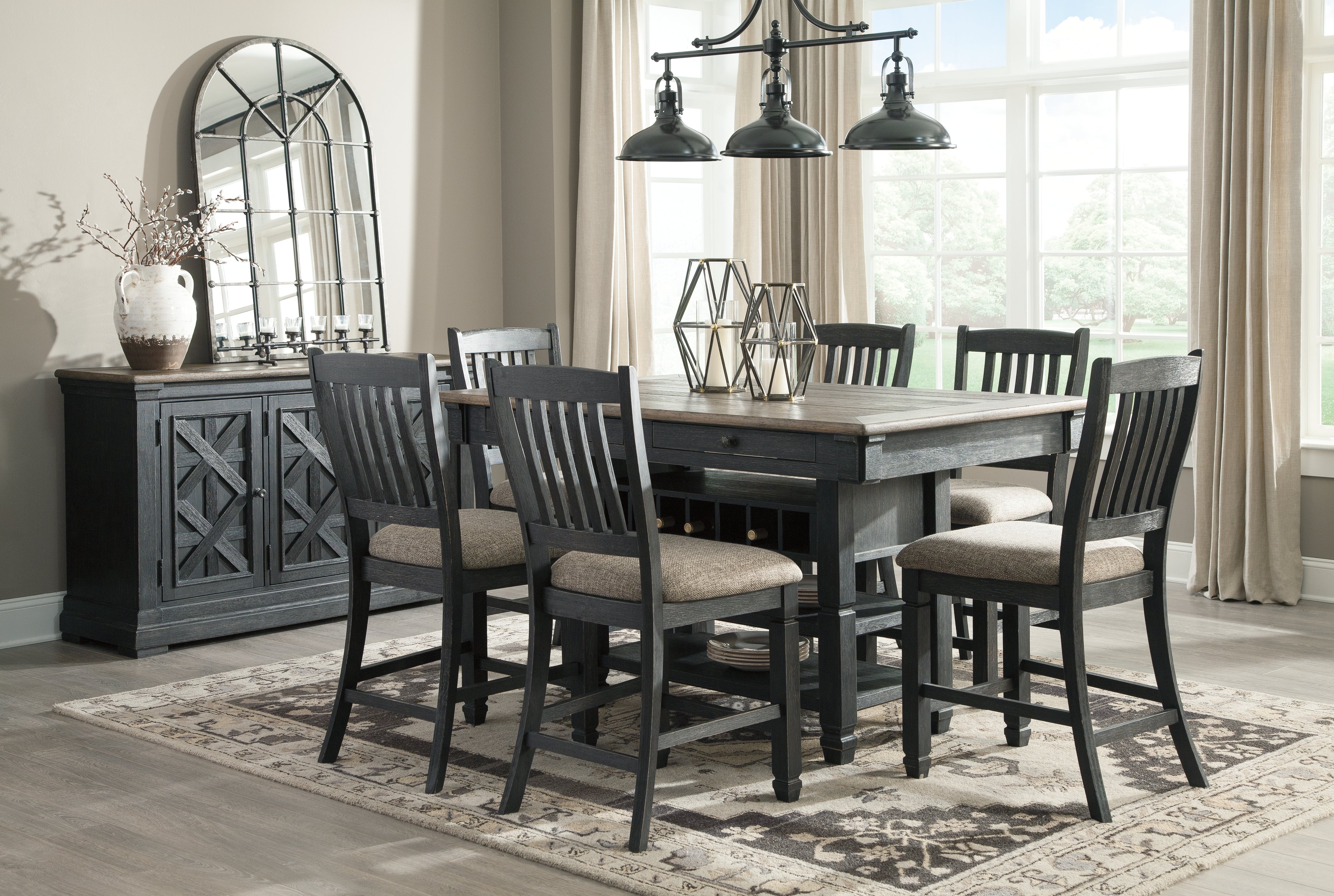Furniture City Laplace - Ashley Furniture - Tyler Creek Dining Room - DBL Counter UPH Bench (1/CN) / Antique Black - D736-09