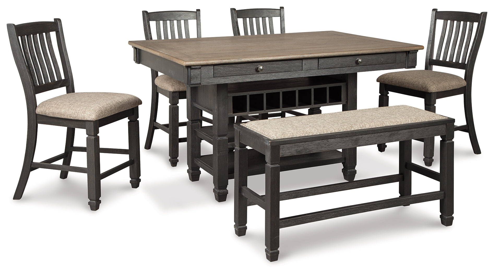 Furniture City Laplace - Ashley Furniture - Tyler Creek Counter Height Dining Table and 4 Barstools and Bench - Counter Height Dining Table and 4 Barstools and Bench - D736D8