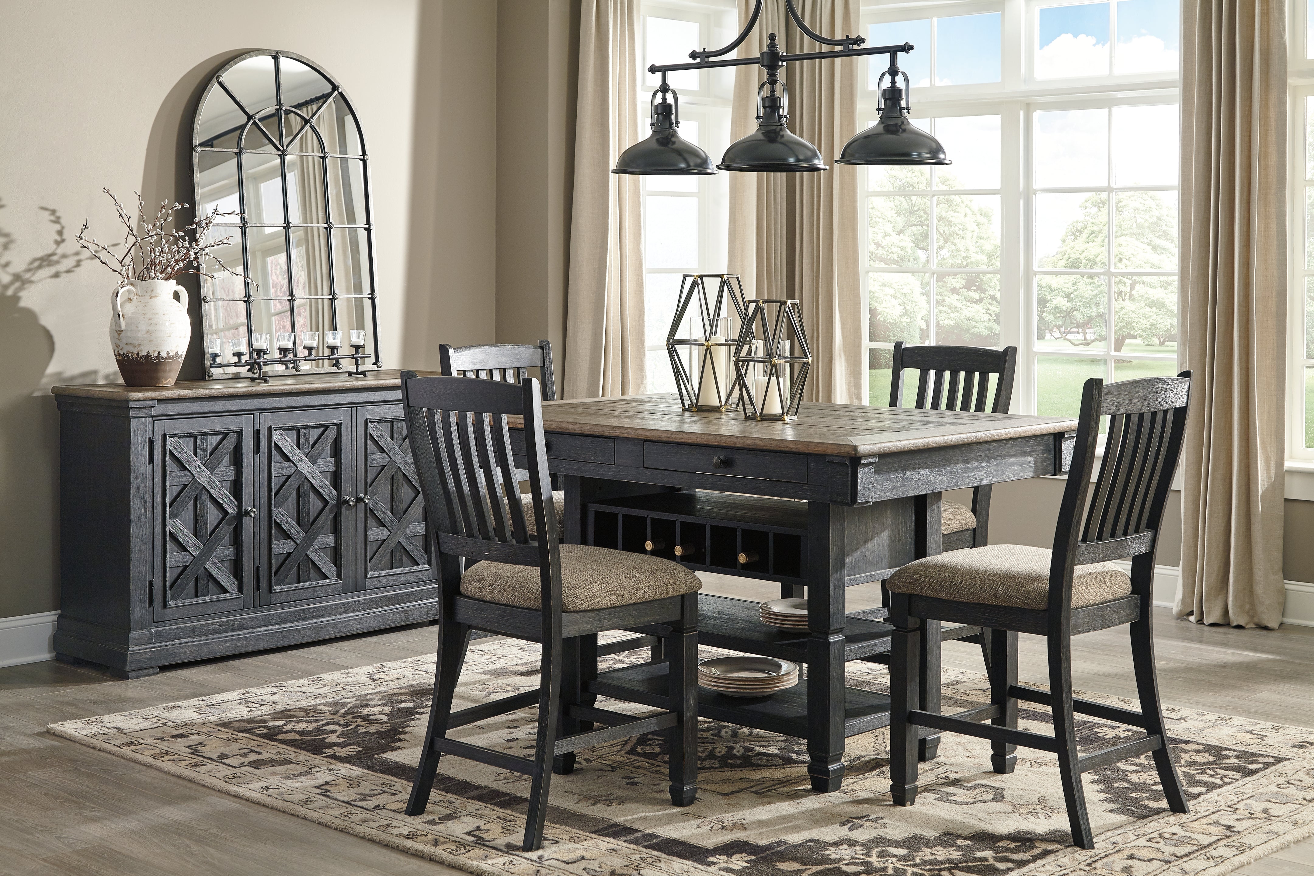 Furniture City Laplace - Ashley Furniture - Tyler Creek Counter Height Dining Table and 4 Barstools with Server - Counter Height Dining Table and 4 Barstools with Server - D736D10
