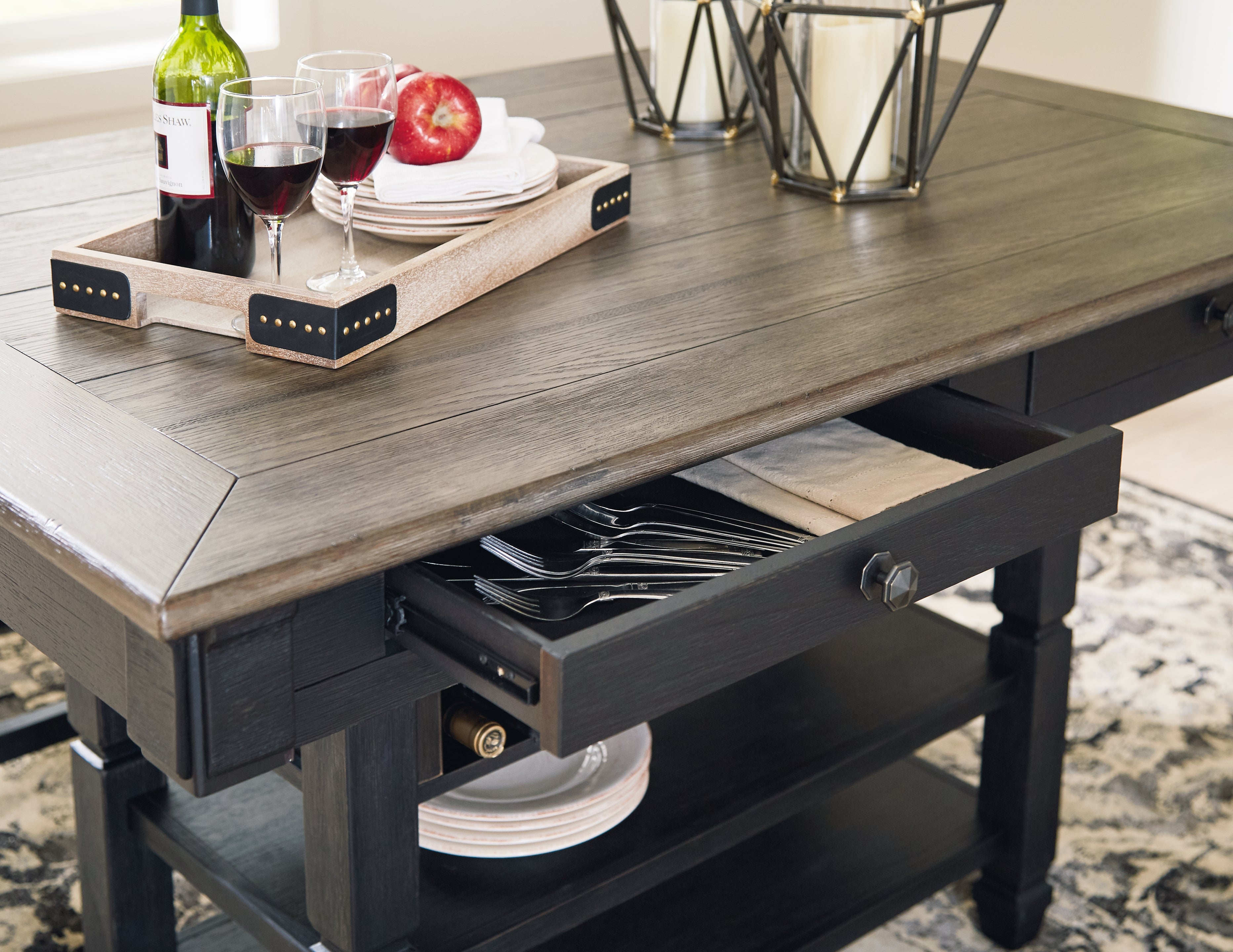 Furniture City Laplace - Ashley Furniture - Tyler Creek Dining Room - RECT Dining Room Counter Table / Black/Gray - D736-32