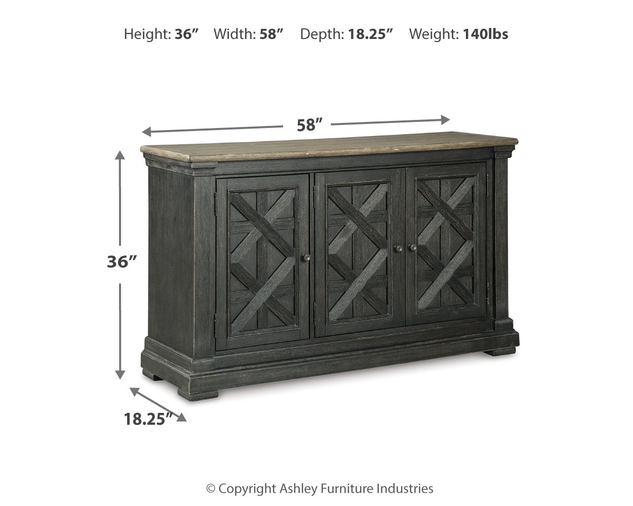 Furniture City Laplace - Ashley Furniture - Tyler Creek Dining Room - DBL Counter UPH Bench (1/CN) / Antique Black - D736-09