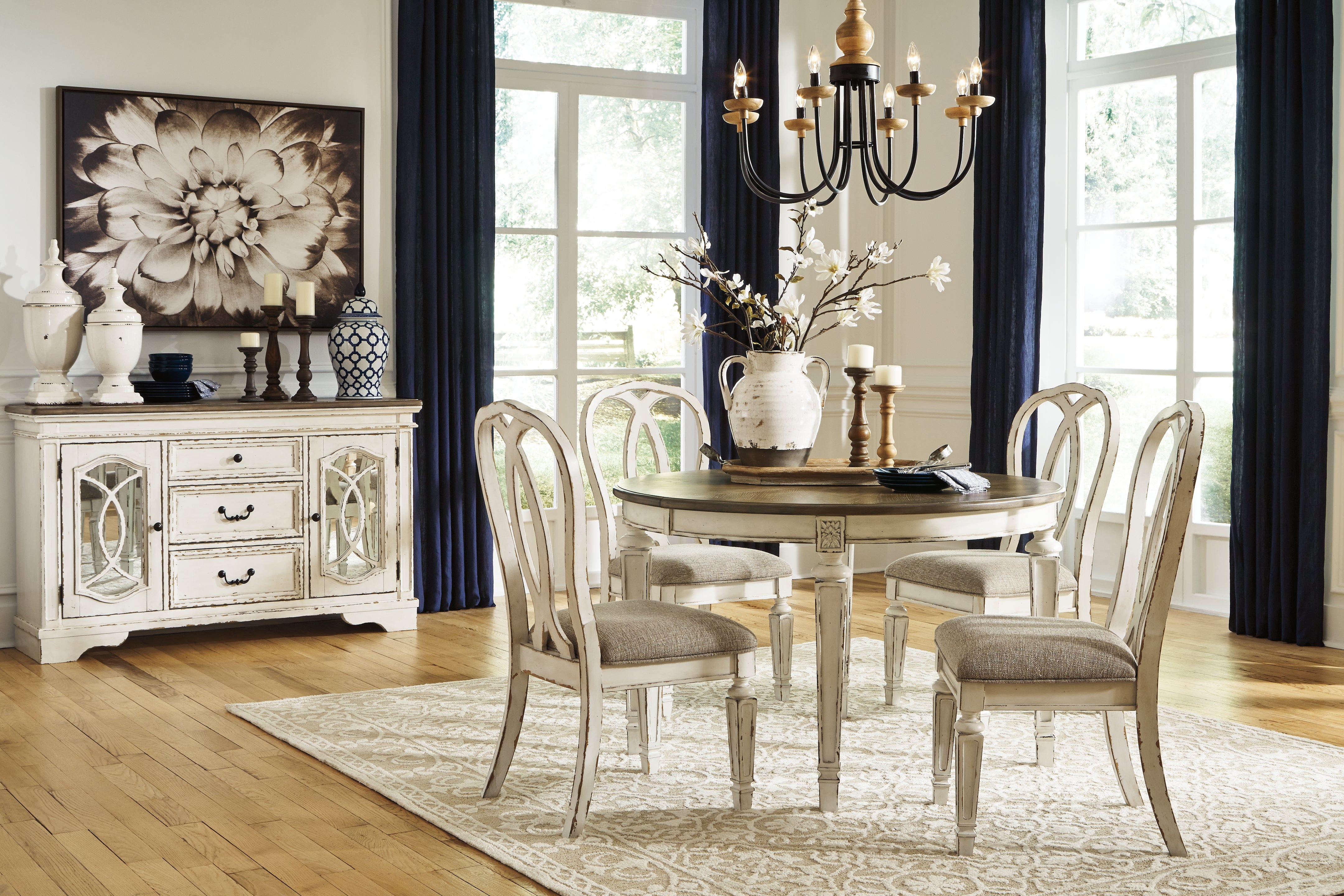 Furniture City Laplace - Ashley Furniture - Realyn Dining Room - Oval Dining Room EXT Table / Chipped White - D743-35