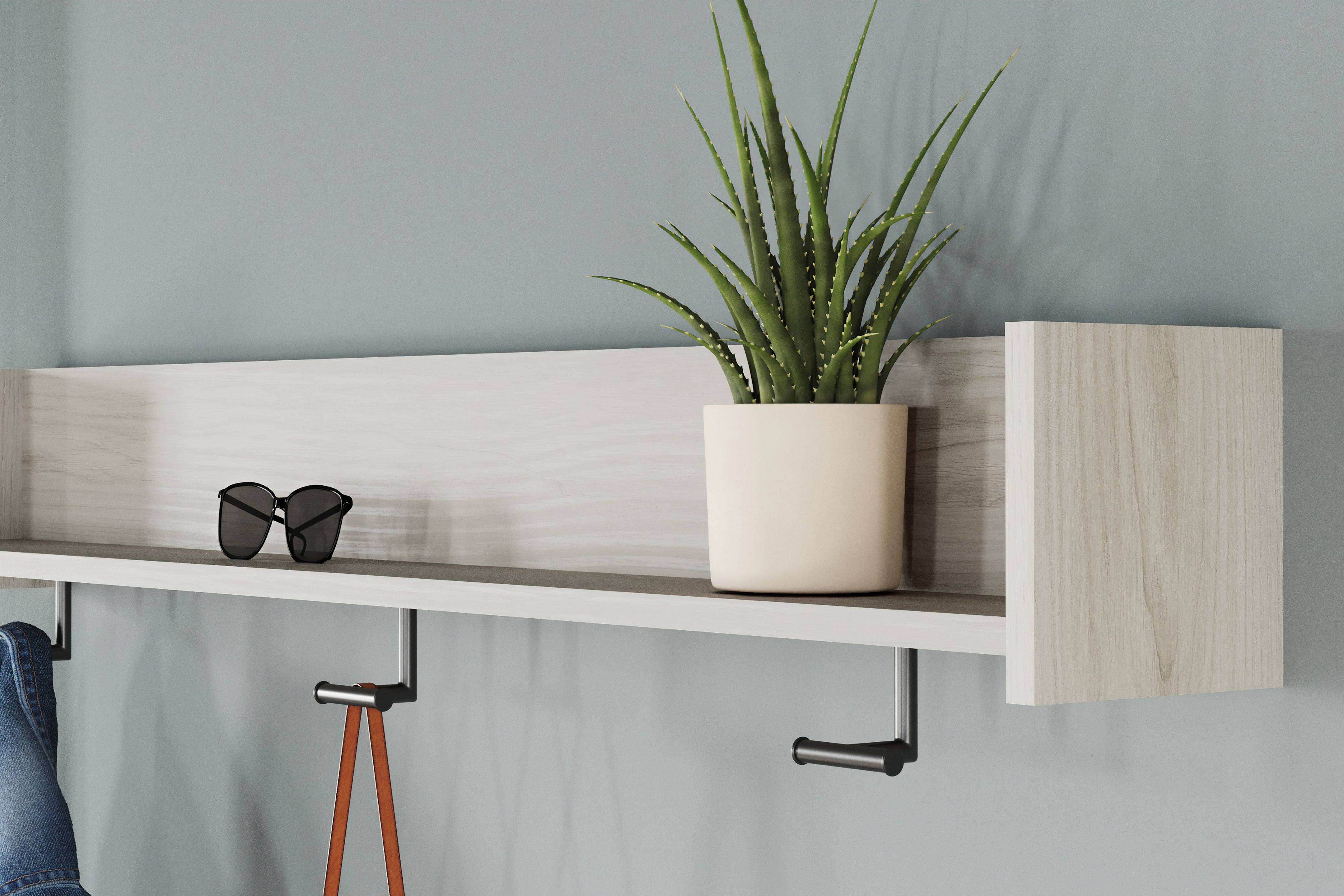 Furniture City Laplace - Ashley Furniture - Socalle Wall Decor - Wall Mounted Coat Rack w/Shelf / Light Natural - EA1864-151