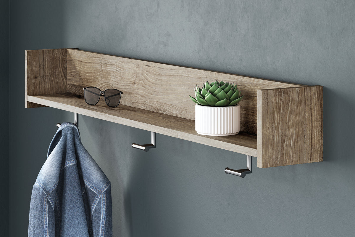 Furniture City Laplace - Ashley Furniture - Oliah Wall Decor - Wall Mounted Coat Rack w/Shelf / Natural - EA2270-151
