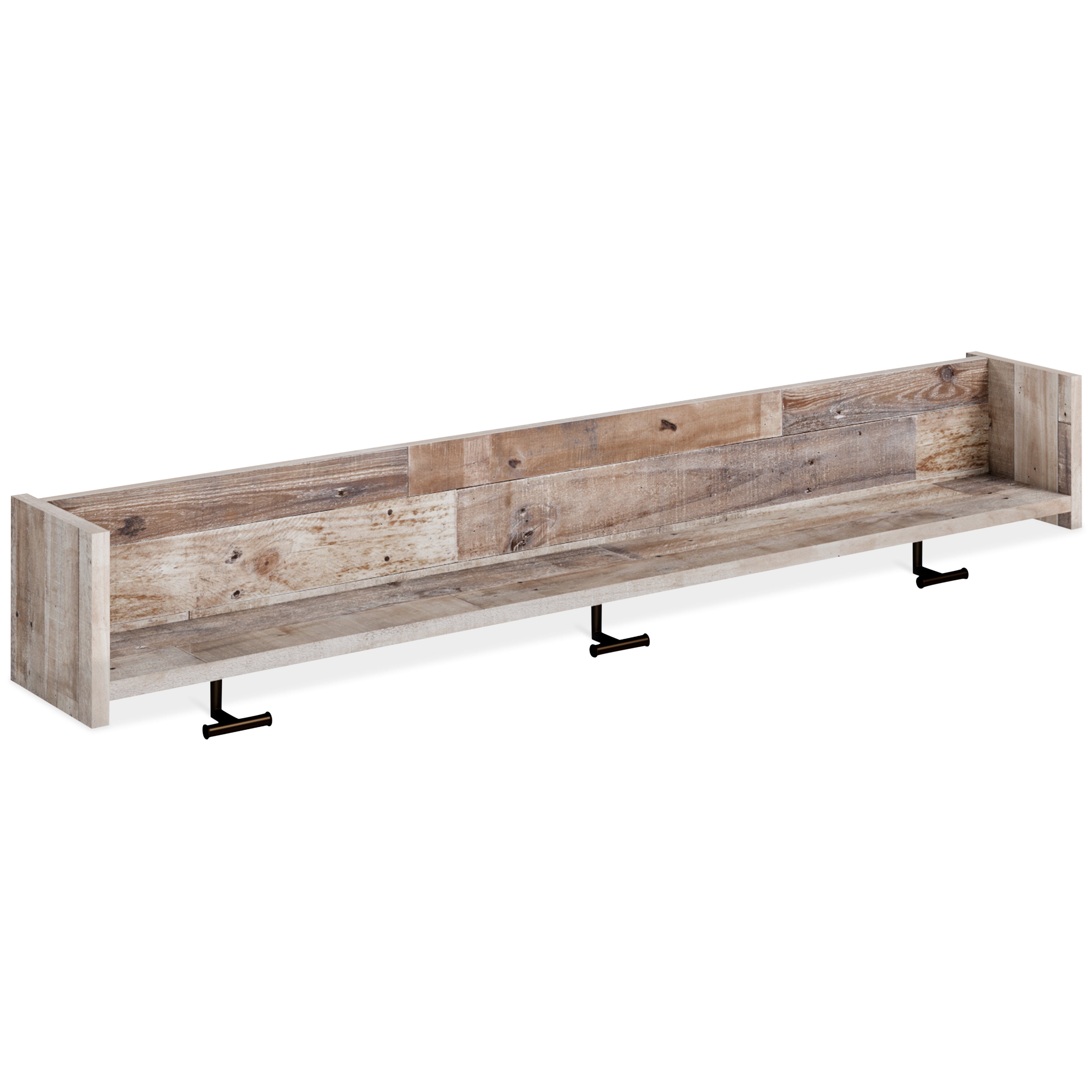 Furniture City Laplace - Ashley Furniture - Neilsville Wall Decor - Wall Mounted Coat Rack w/Shelf / Whitewash - EA2320-151