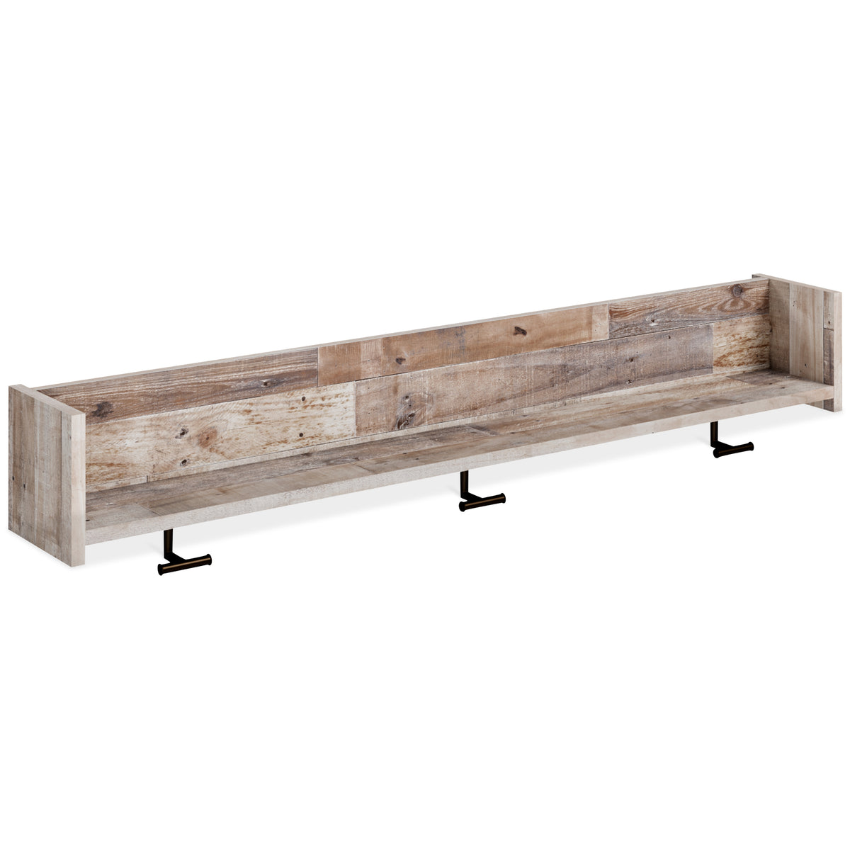 Furniture City Laplace - Ashley Furniture - Neilsville Wall Decor - Wall Mounted Coat Rack w/Shelf / Whitewash - EA2320-151