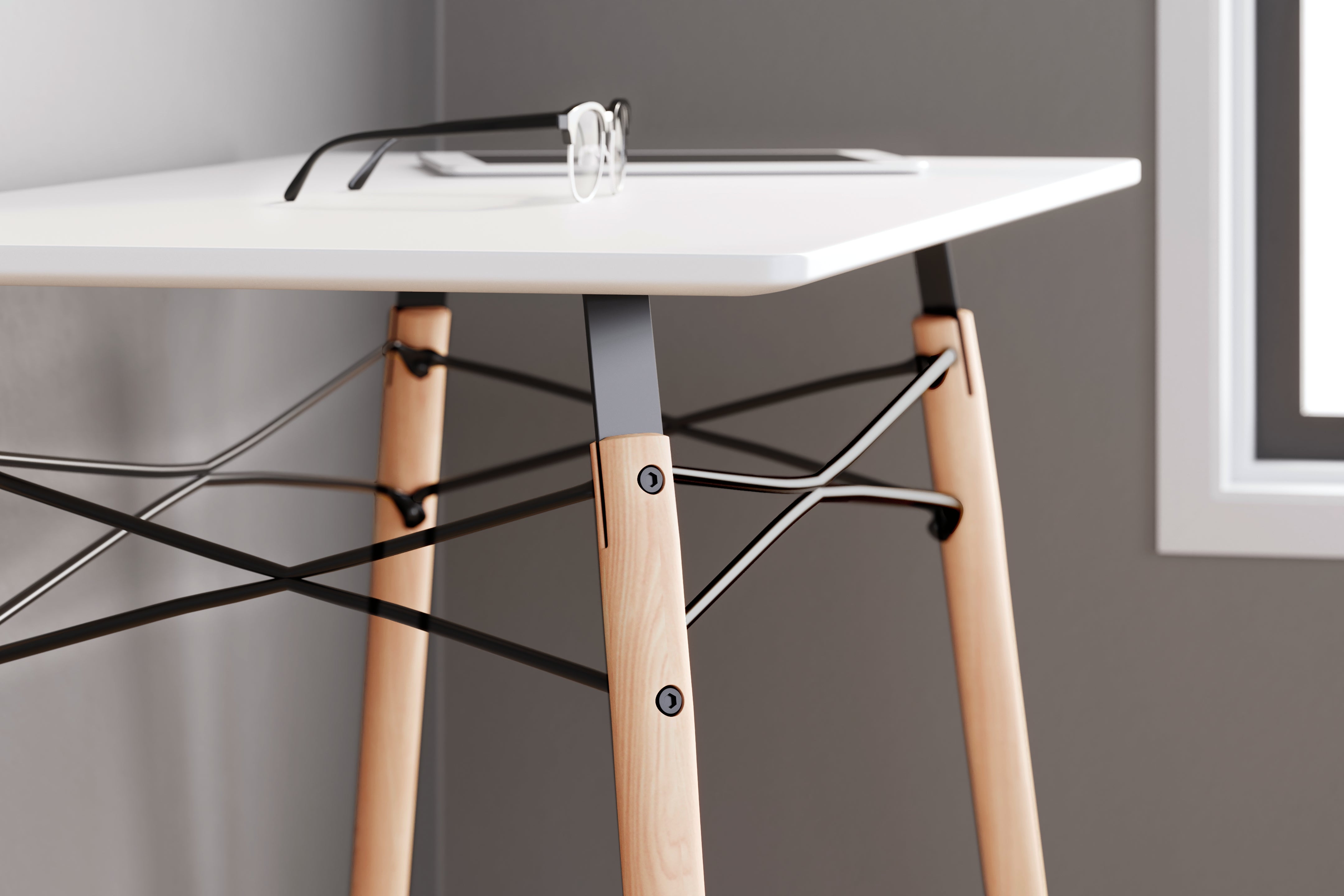 Furniture City Laplace - Ashley Furniture - Jaspeni Office Desk - Home Office Desk / White/Natural - H020-110