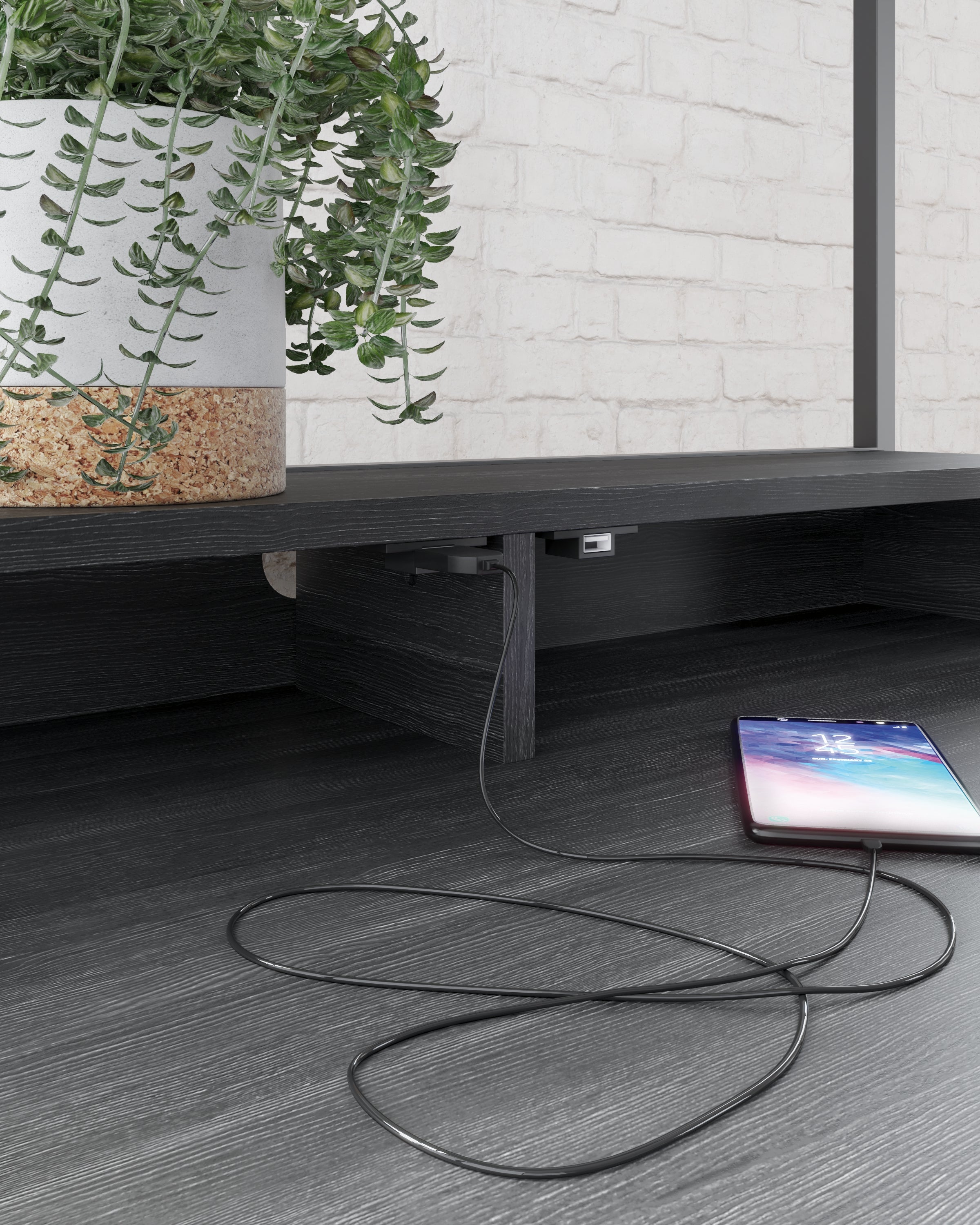 Furniture City Laplace - Ashley Furniture - Yarlow Office Desk - Home Office Desk and Shelf / Black - H215-27