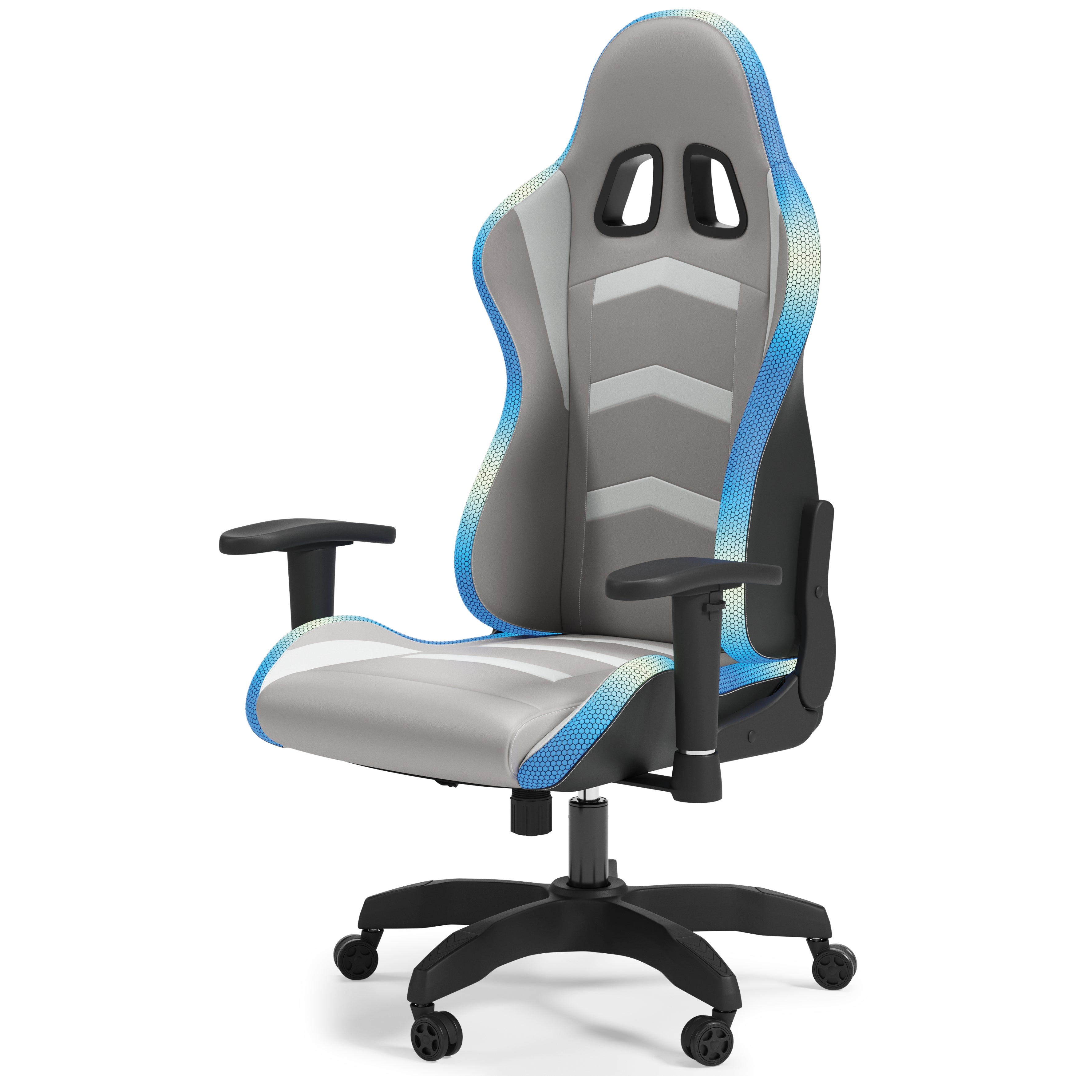 Furniture City Laplace - Ashley Furniture - Lynxtyn Desk Chair - Home Office Swivel Desk Chair / White/Gray - H400-08A