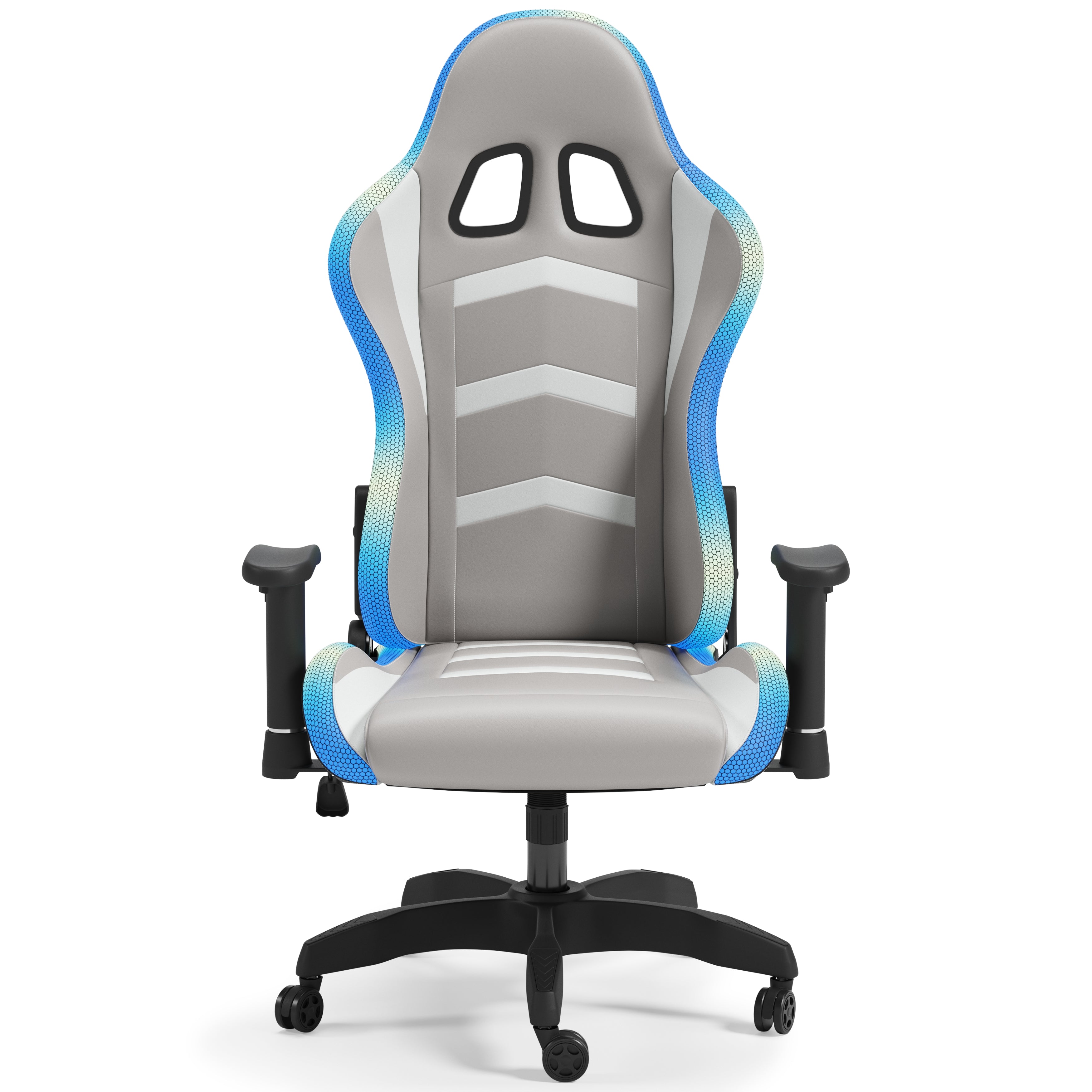 Furniture City Laplace - Ashley Furniture - Lynxtyn Desk Chair - Home Office Swivel Desk Chair / White/Gray - H400-08A