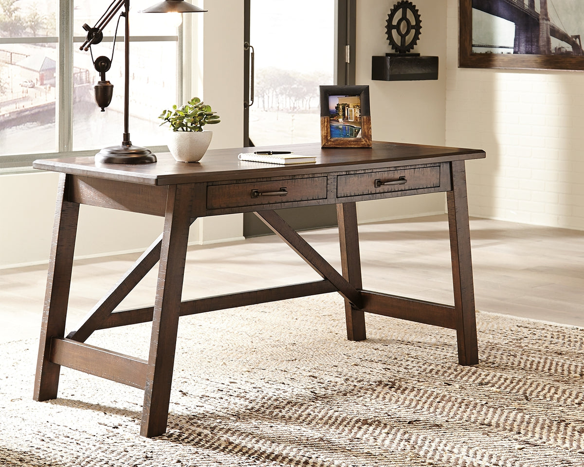 Furniture City Laplace - Ashley Furniture - Baldridge Office Desk - Home Office Large Leg Desk / Rustic Brown - H675-44