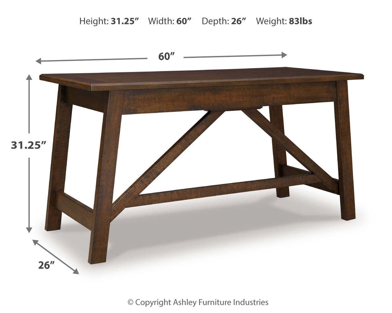 Furniture City Laplace - Ashley Furniture - Baldridge Office Desk - Home Office Large Leg Desk - H675-44