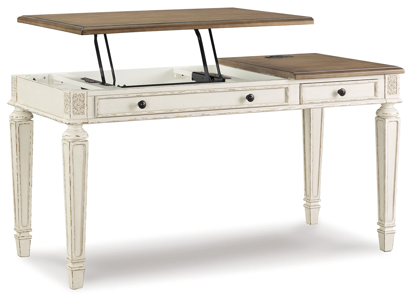 Furniture City Laplace - Ashley Furniture - Realyn Office Desk - Home Office Lift Top Desk / White/Brown - H743-134