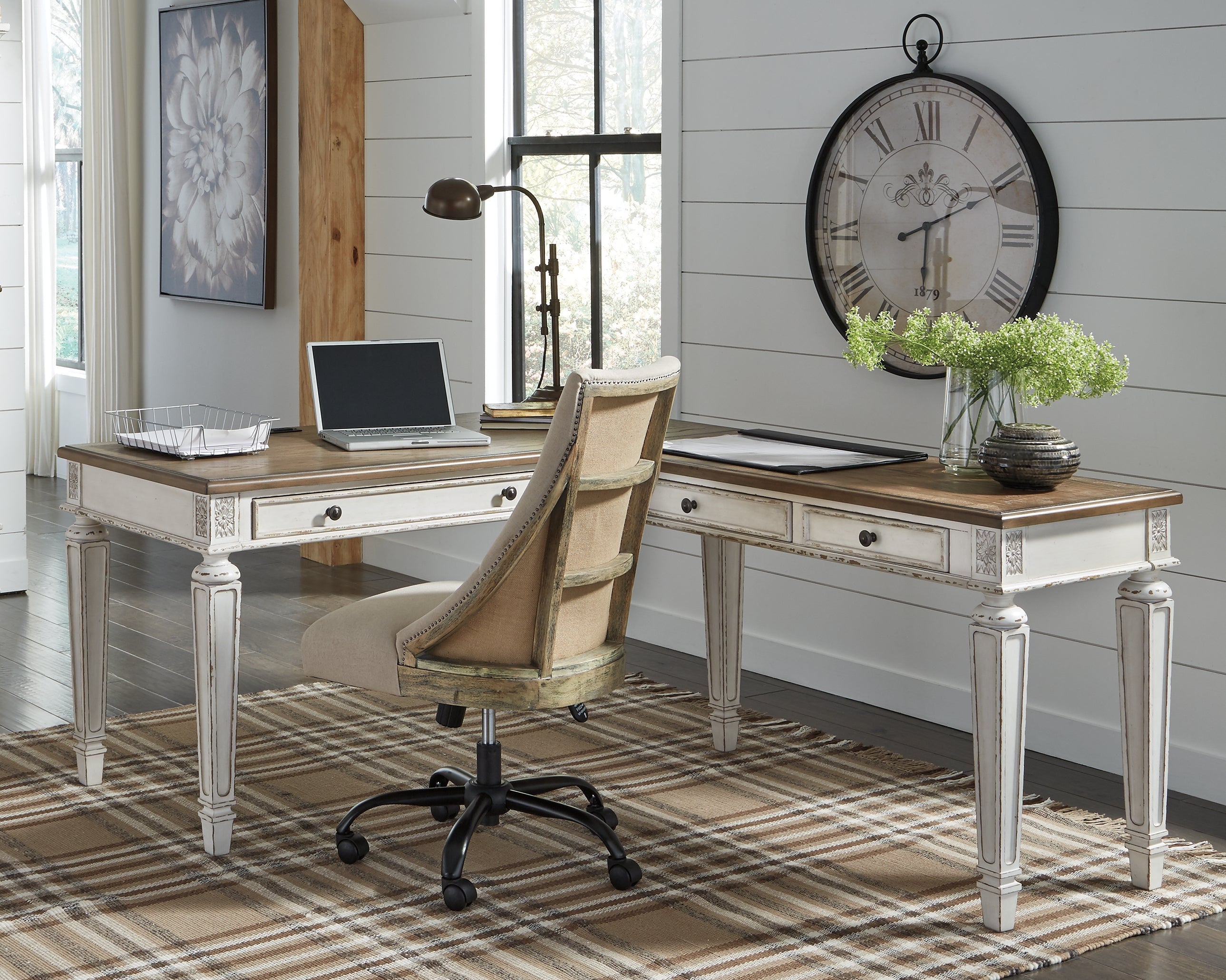 Furniture City Laplace - Ashley Furniture - Realyn Office Desk - 2-Piece Home Office Desk - H743H1