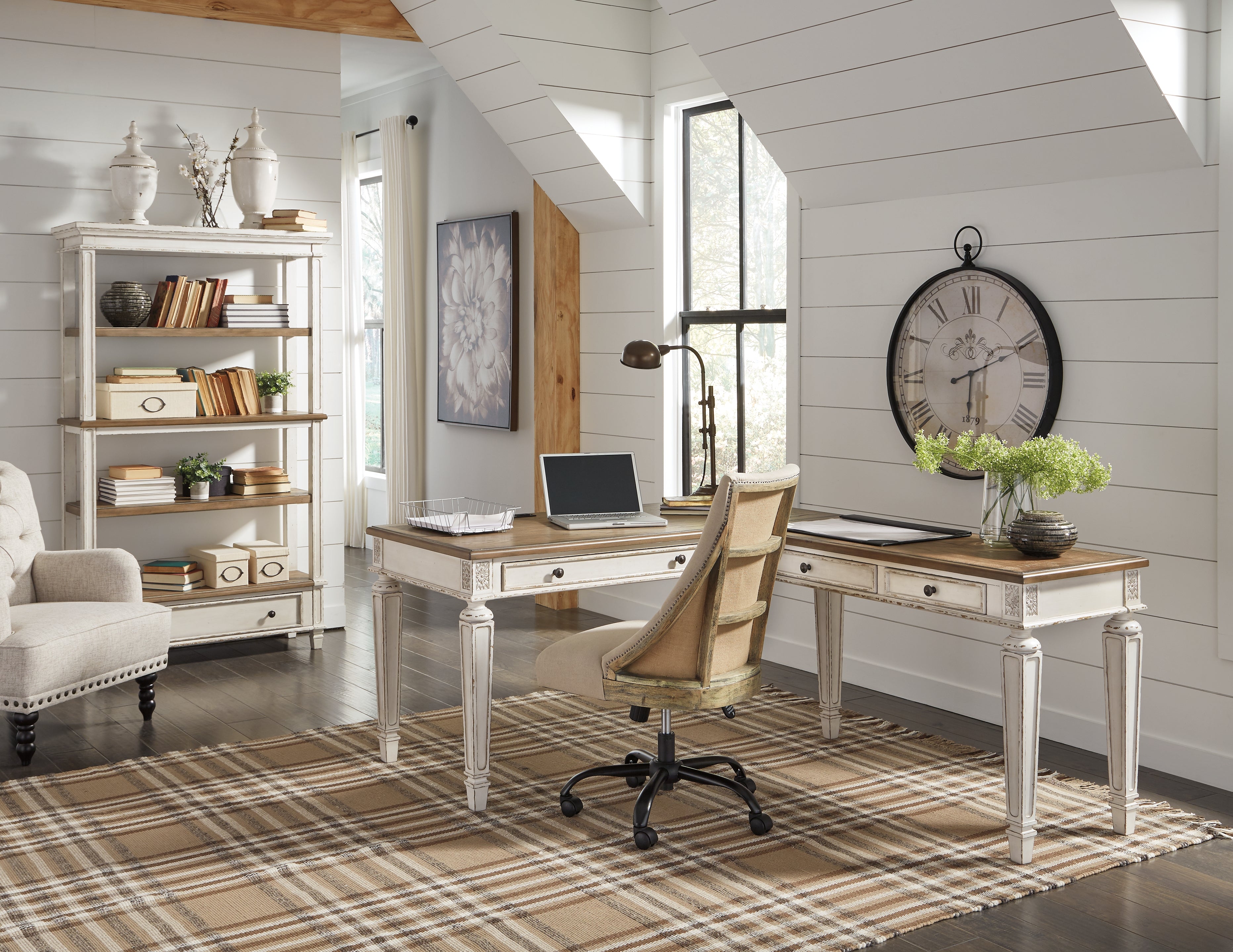 Furniture City Laplace - Ashley Furniture - Realyn Office Desk - 2-Piece Home Office Desk - H743H1